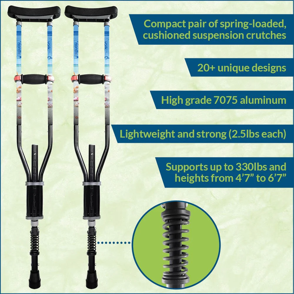 Adjustable Spring Cushion Crutches Perfect for Sports Injuries and Travel - Heights 4'7" to 6'6" - Adjust to 22" for Travel - Choice of Colors - Image 5