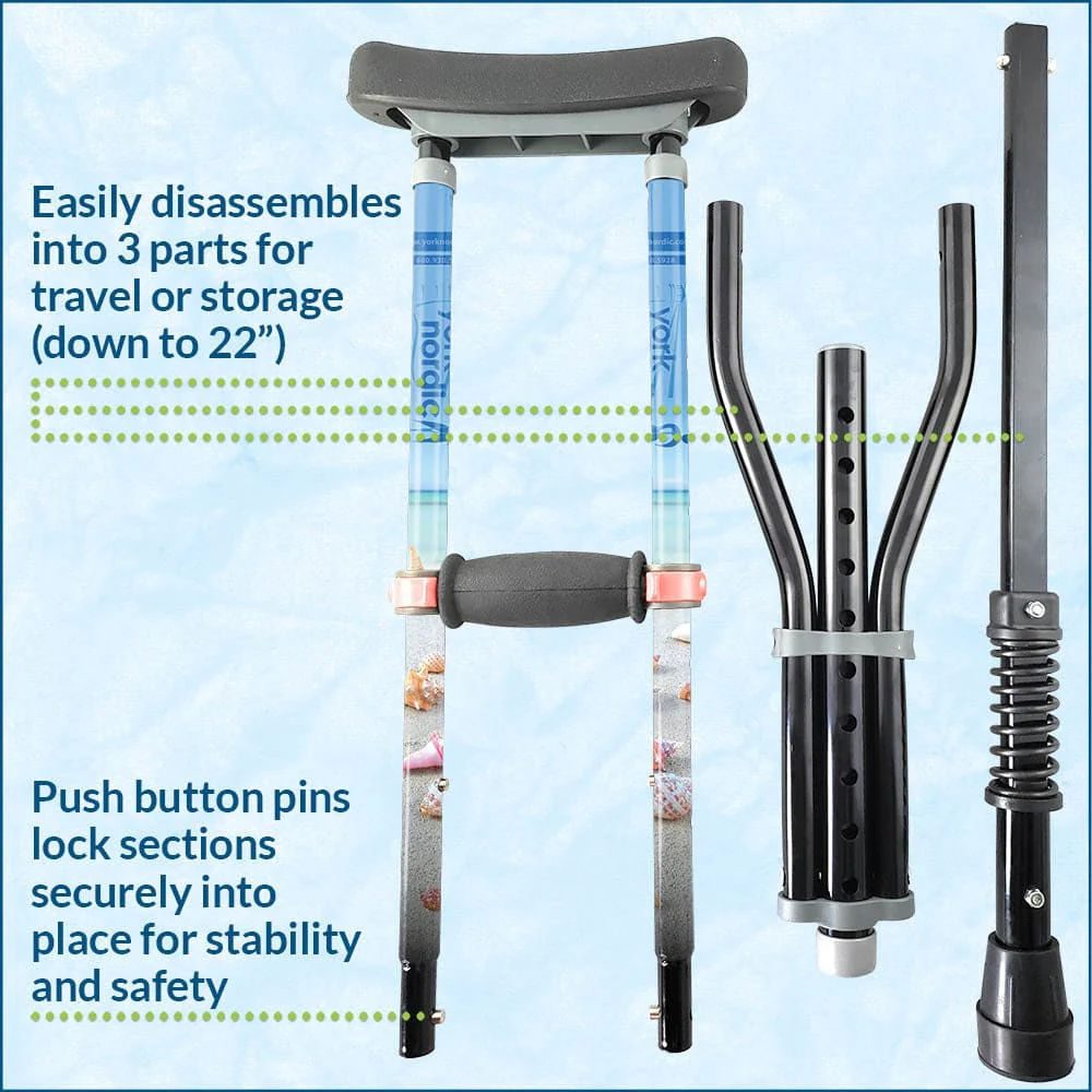Adjustable Spring Cushion Crutches Perfect for Sports Injuries and Travel - Heights 4'7" to 6'6" - Adjust to 22" for Travel - Choice of Colors - Image 6