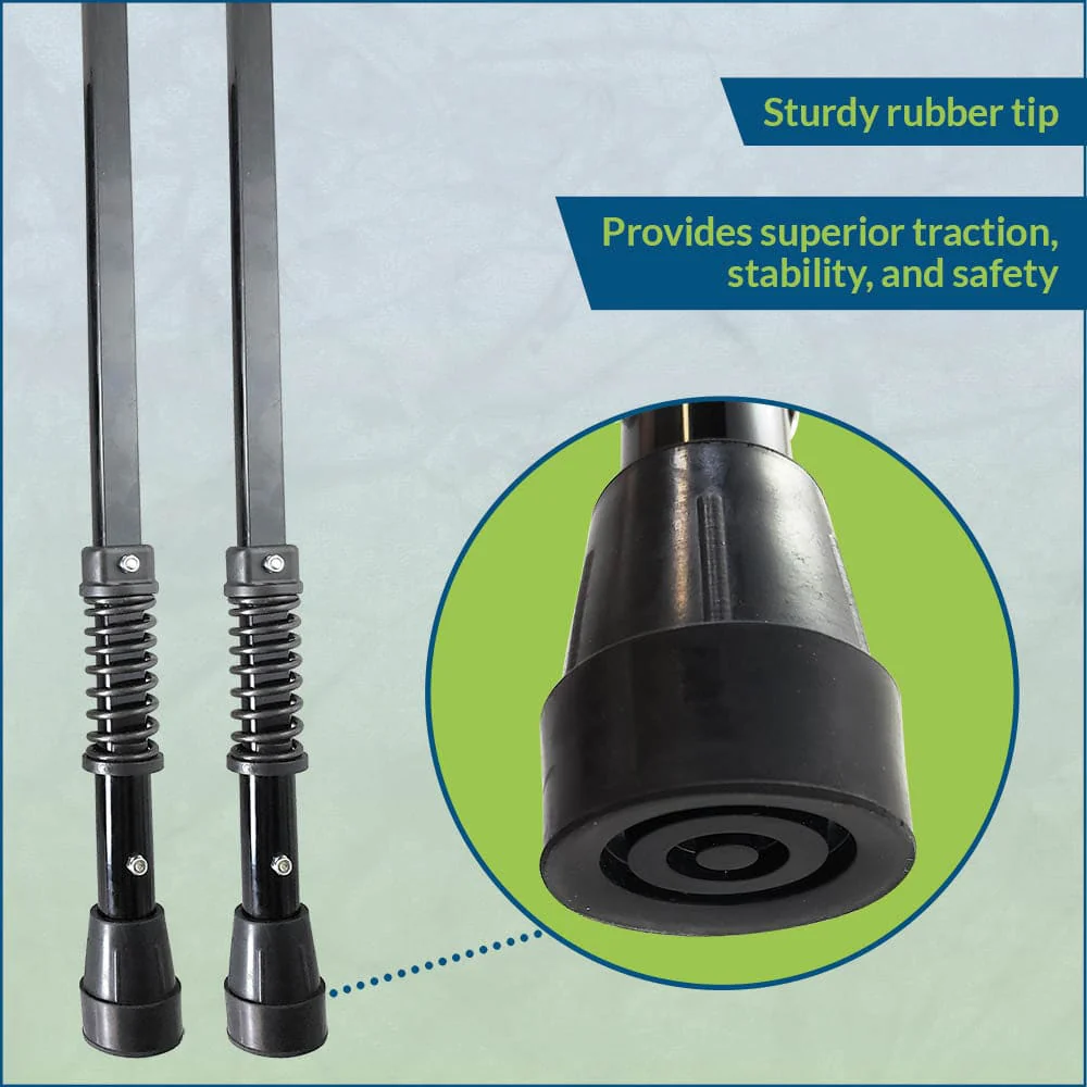 Adjustable Spring Cushion Crutches Perfect for Sports Injuries and Travel - Heights 4'7" to 6'6" - Adjust to 22" for Travel - Choice of Colors - Image 7