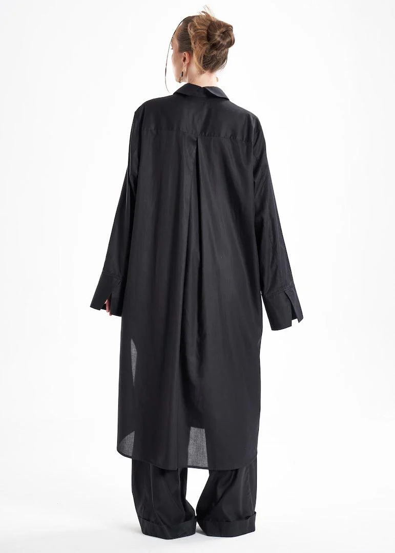 Aitna Long Black Organic Finest Fabric Shirt Dress - Image 6