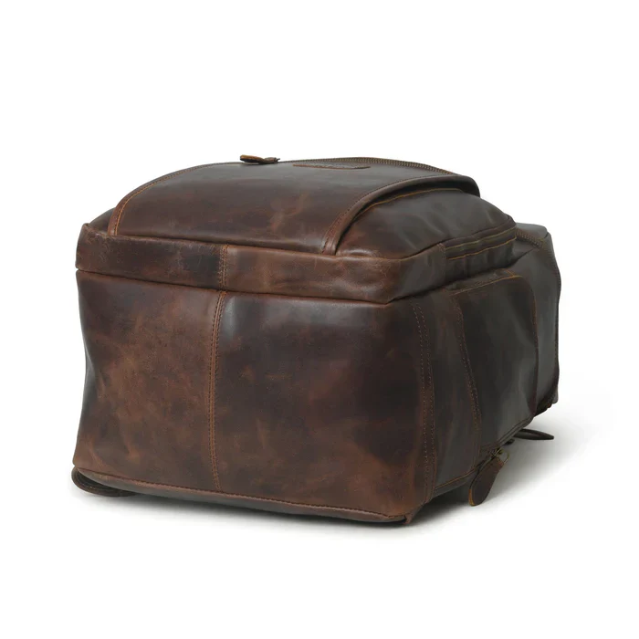 Alpha Brown Buffalo Leather Travel Backpack - Image 3