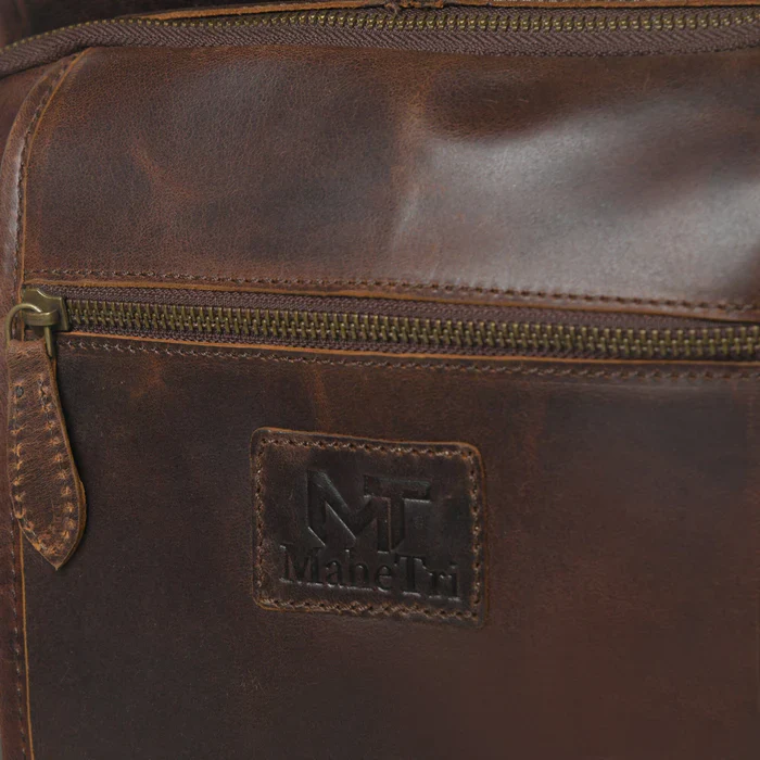 Alpha Brown Buffalo Leather Travel Backpack - Image 5