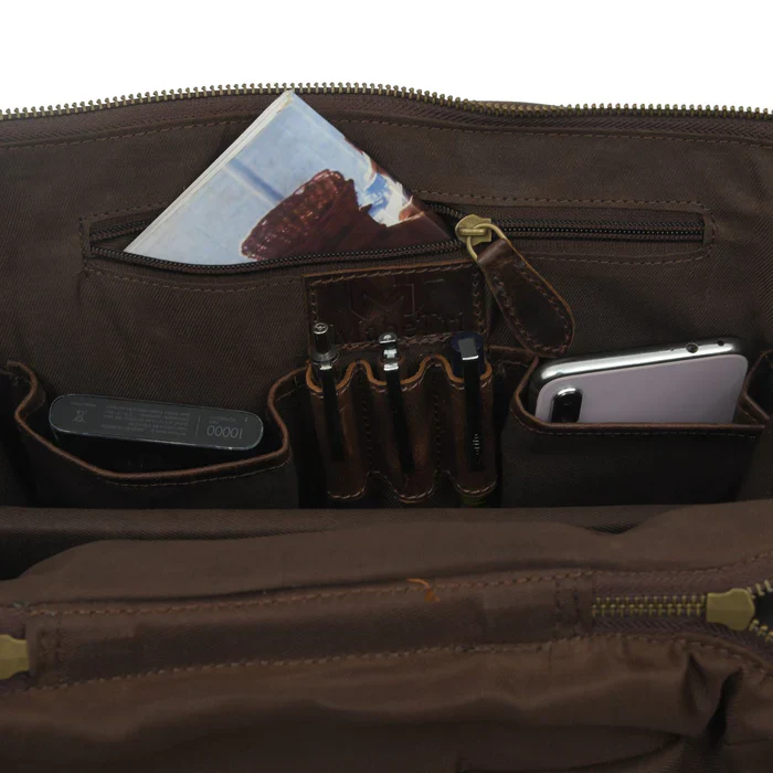 Alpha Brown Buffalo Leather Travel Backpack - Image 6