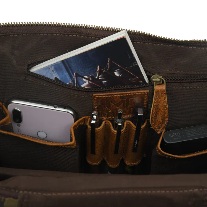 Alpha Caramel Buffalo Leather Travel Backpack - Image 6