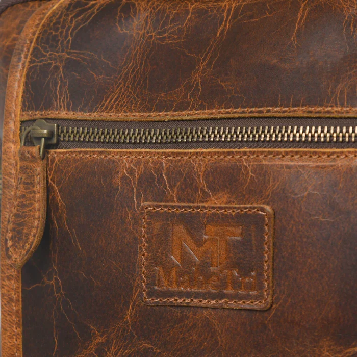 Alpha Caramel Buffalo Leather Travel Backpack - Image 7