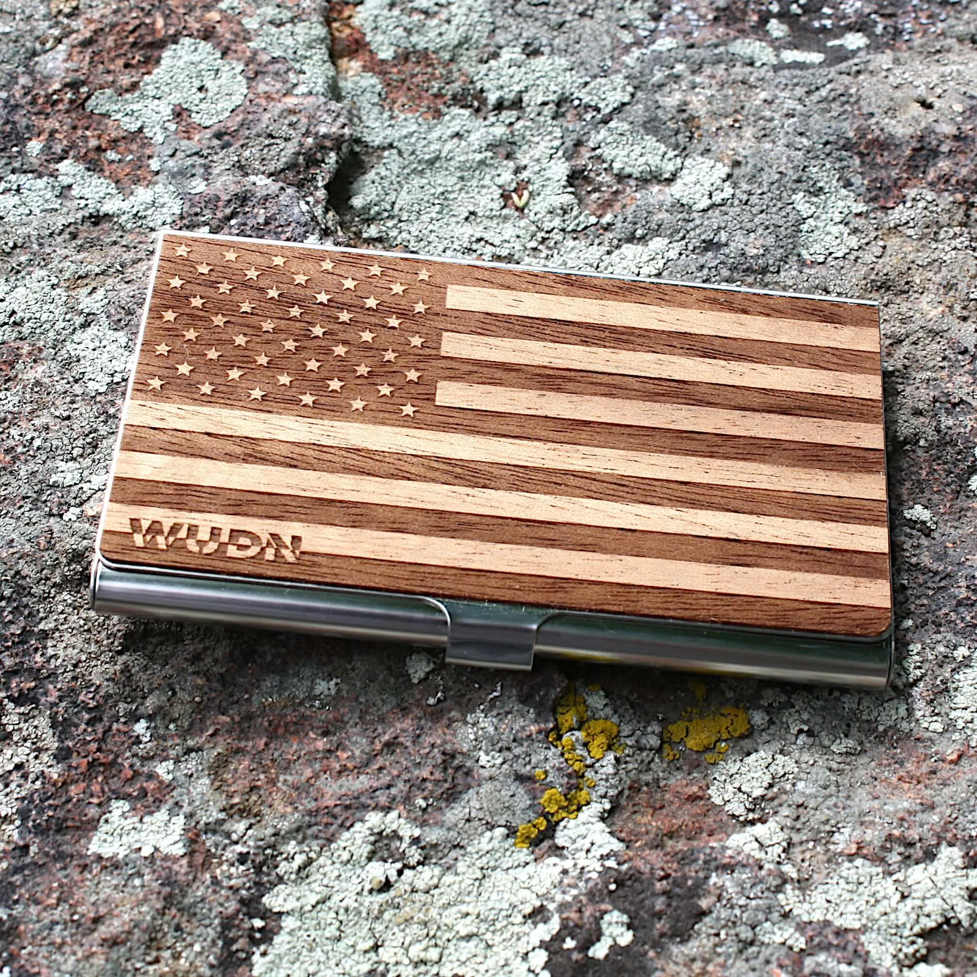American Flag Wooden Business Card Holder - Image 3