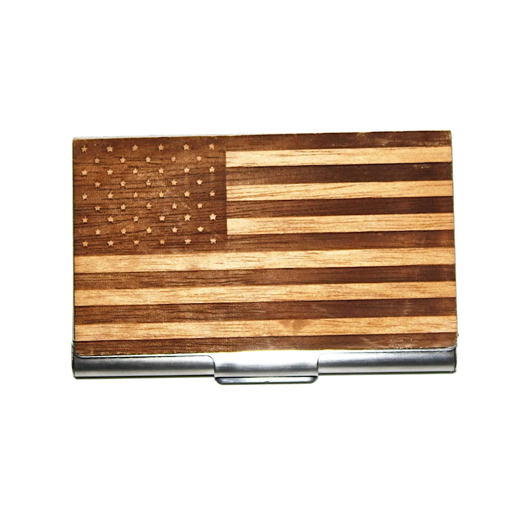 American Flag Wooden Business Card Holder - Image 4
