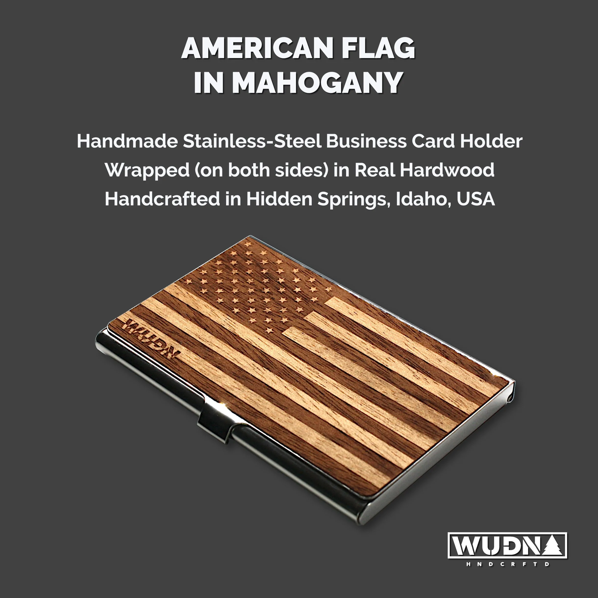 American Flag Wooden Business Card Holder - Image 8