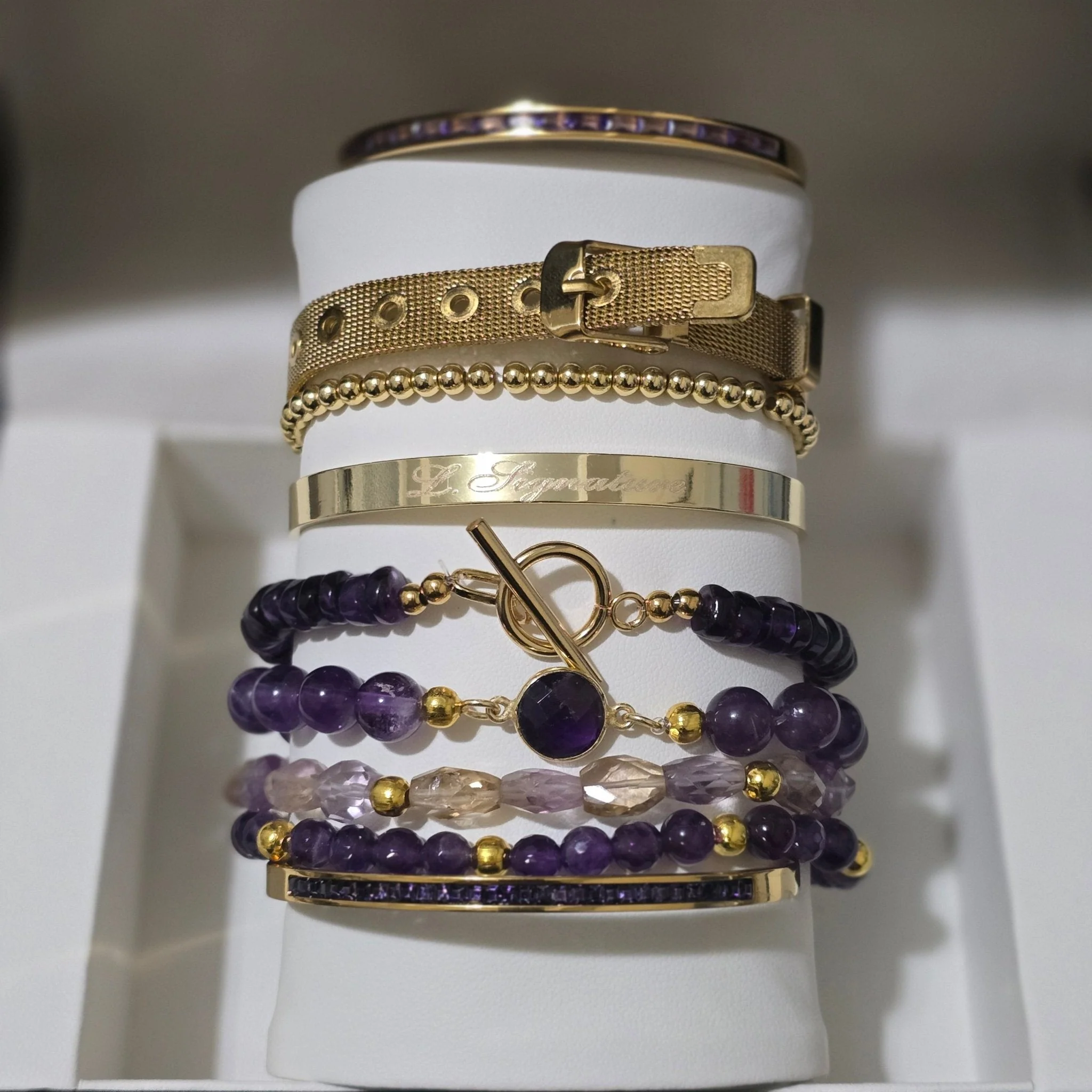 Amethyst and Ametrine Bracelet Set