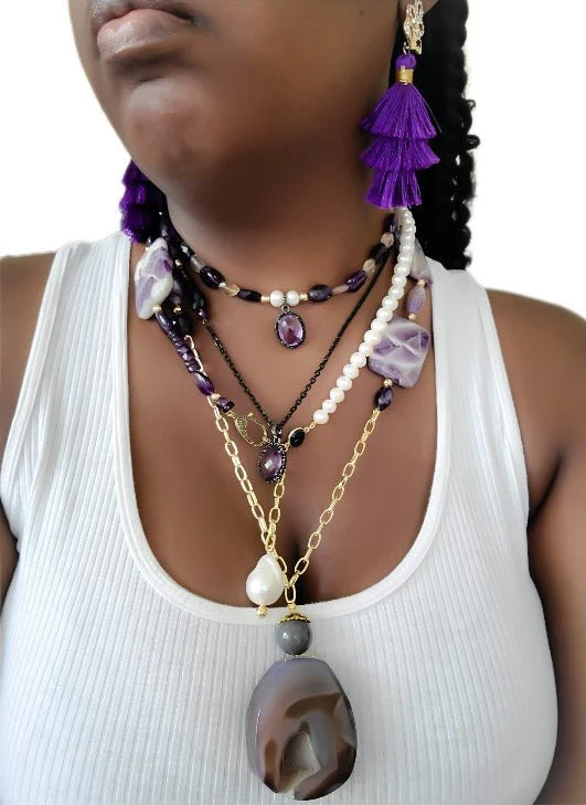 Amethyst and Black Spinel Necklace - Image 2