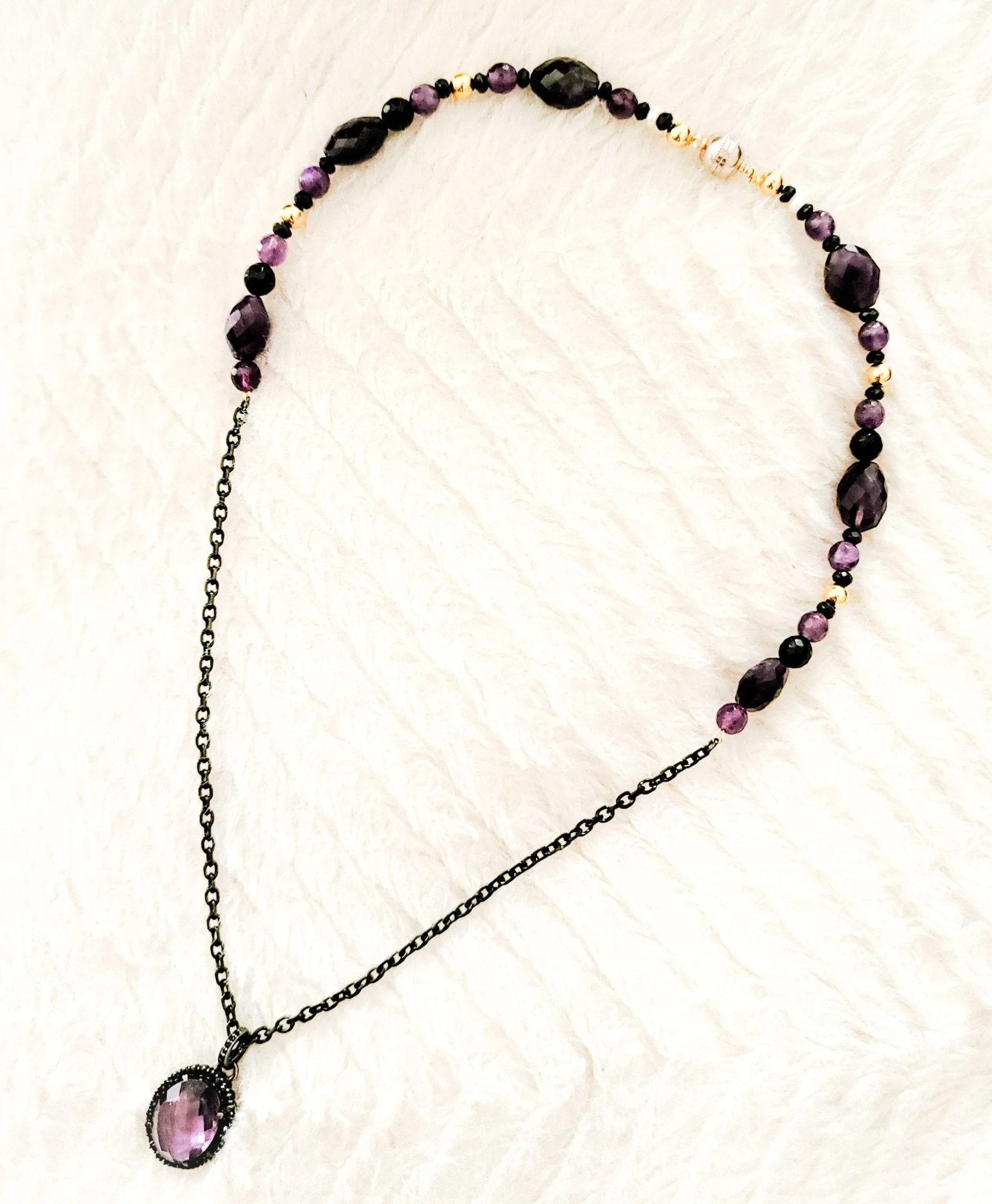 Amethyst and Black Spinel Necklace - Image 3