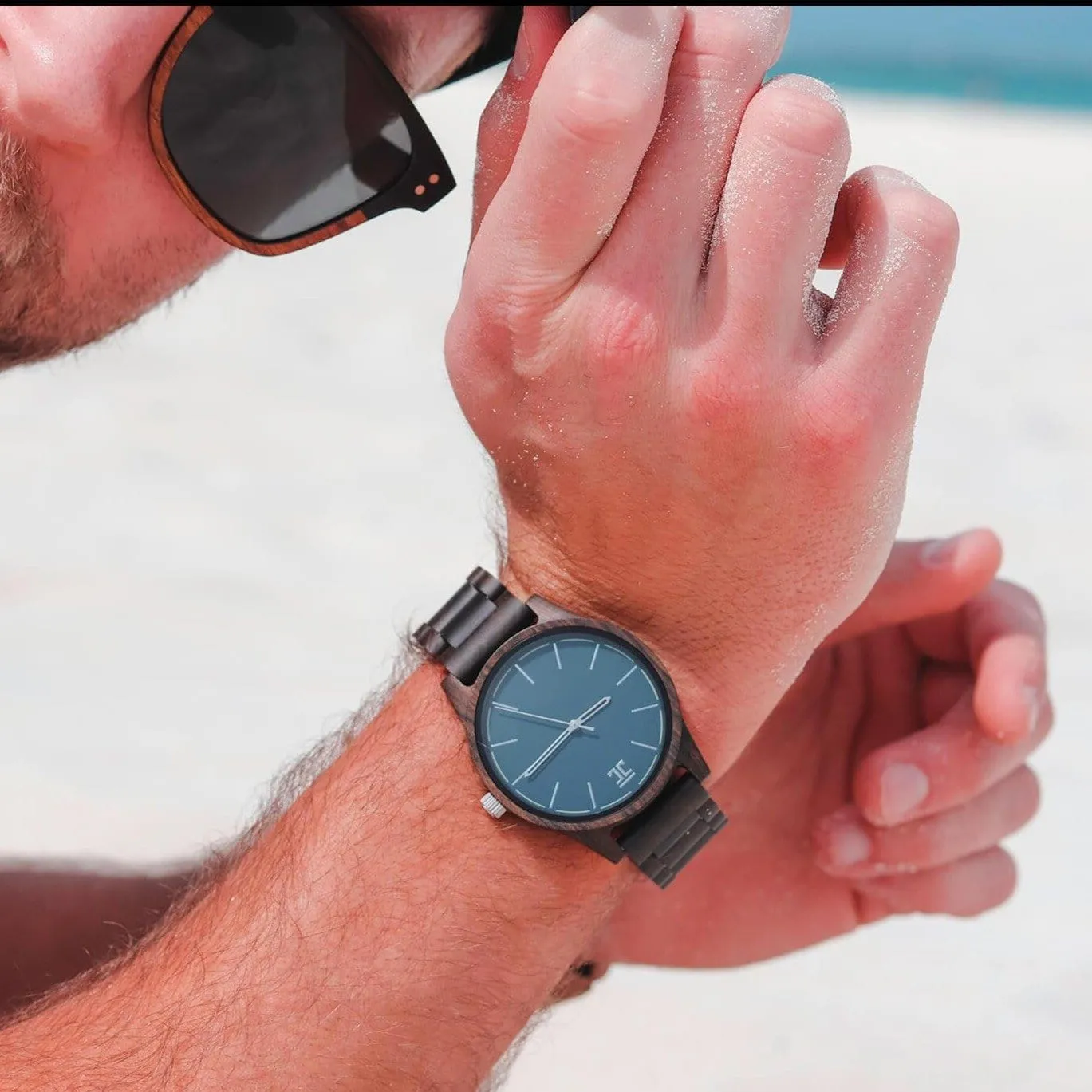 Atlantic Men's Watch | Dark Sandalwood w/ Blue Face - Image 2
