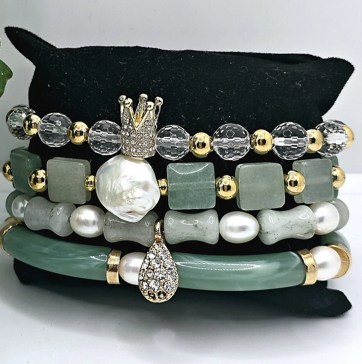 Aventurine and Jade Bracelet Set - Image 2