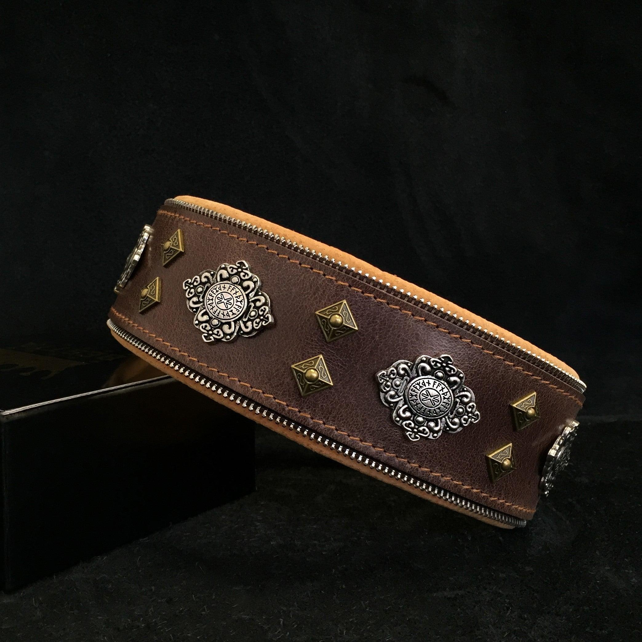 "Aztec" Dog Collar. Brown