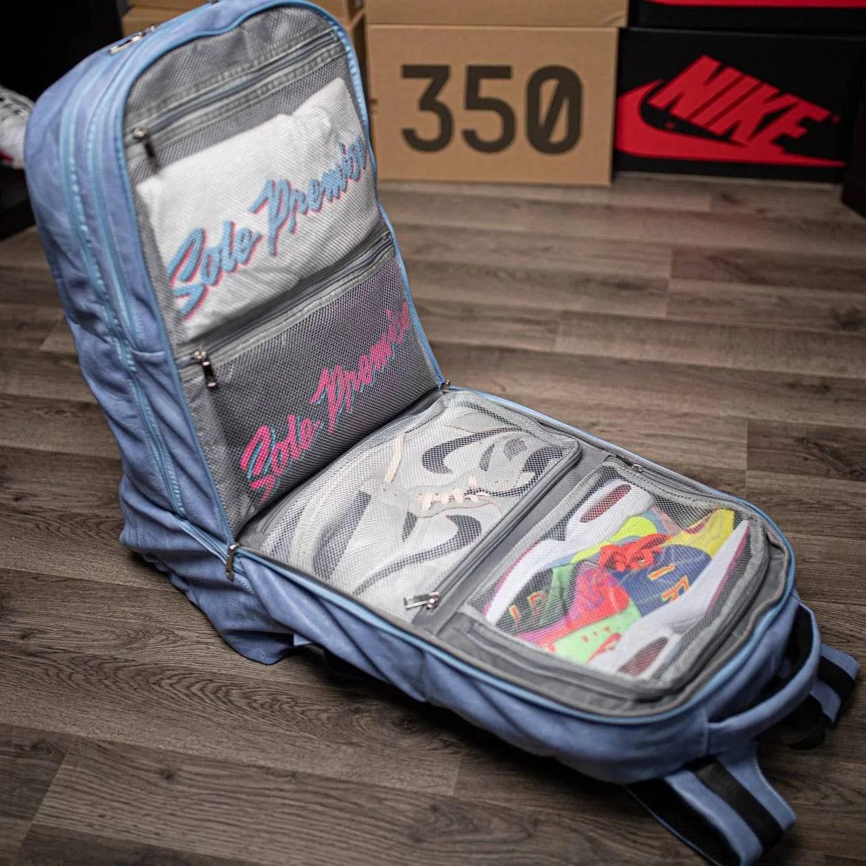 Baby Blue Leather Carry-On Backpack - Image 3