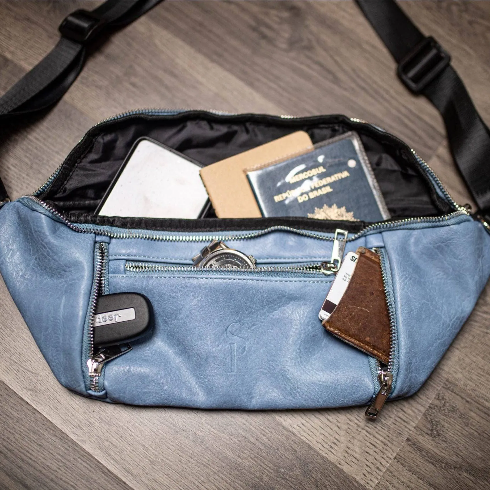 Baby Blue Leather Sling Bag - Image 2