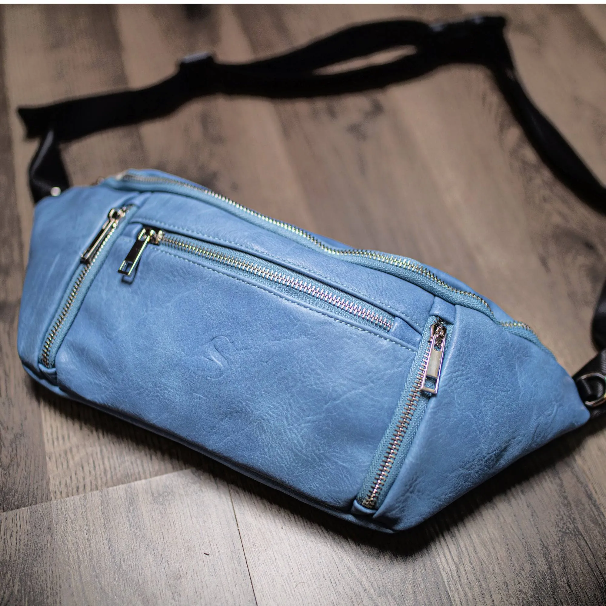 Baby Blue Leather Sling Bag - Image 5