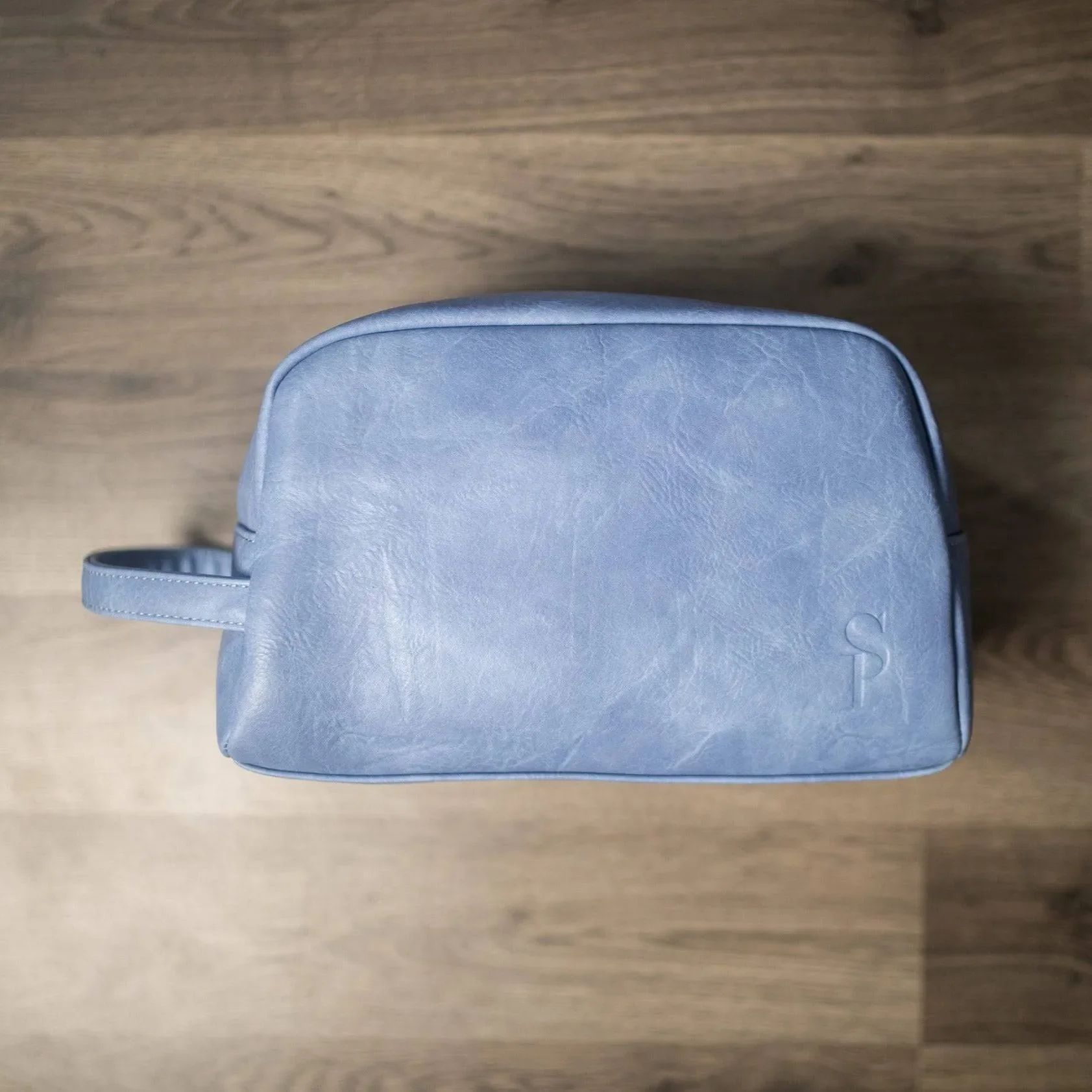 Baby Blue Leather Toiletry Bag - Image 3