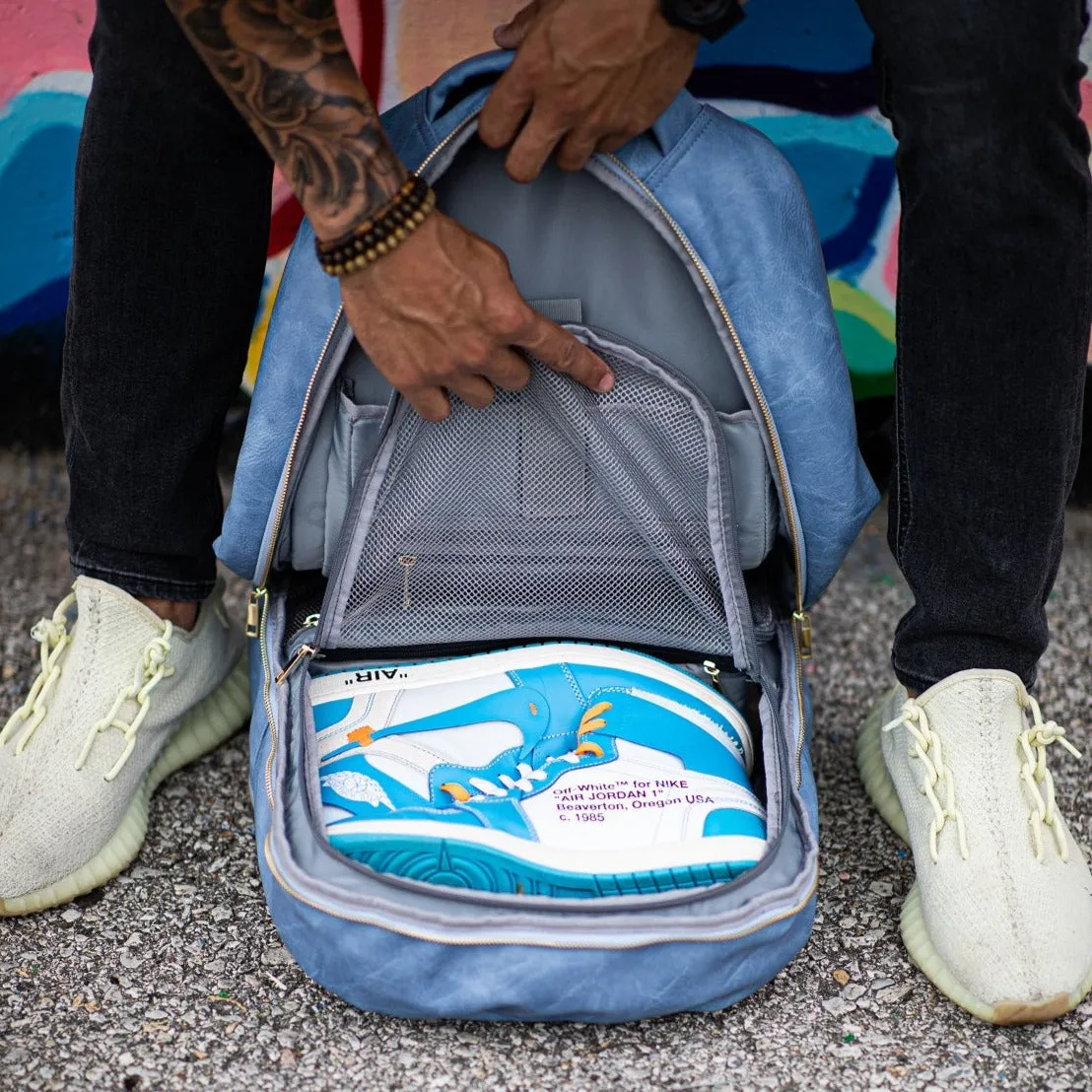 Baby Blue Backpack Tumbled Leather Commuter Bag - Image 10