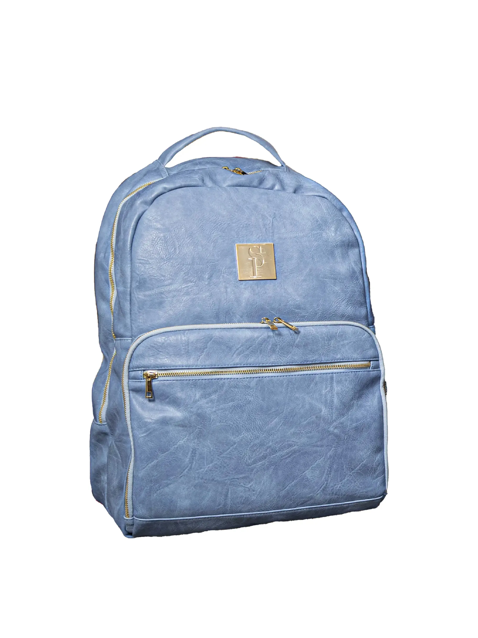 Baby Blue Backpack Tumbled Leather Commuter Bag - Image 2