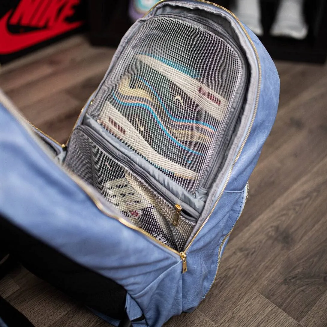 Baby Blue Backpack Tumbled Leather Commuter Bag - Image 5