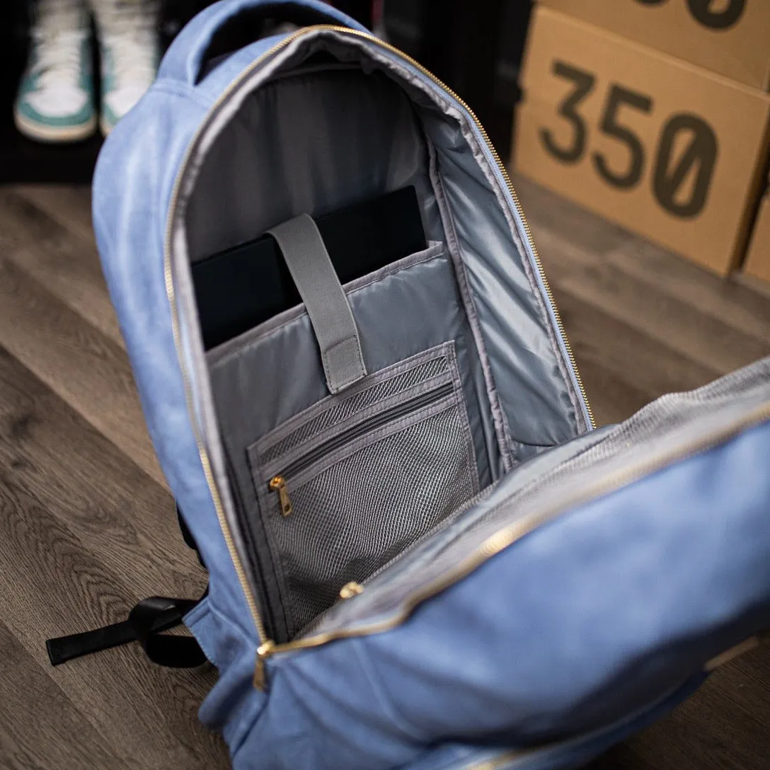 Baby Blue Backpack Tumbled Leather Commuter Bag - Image 7