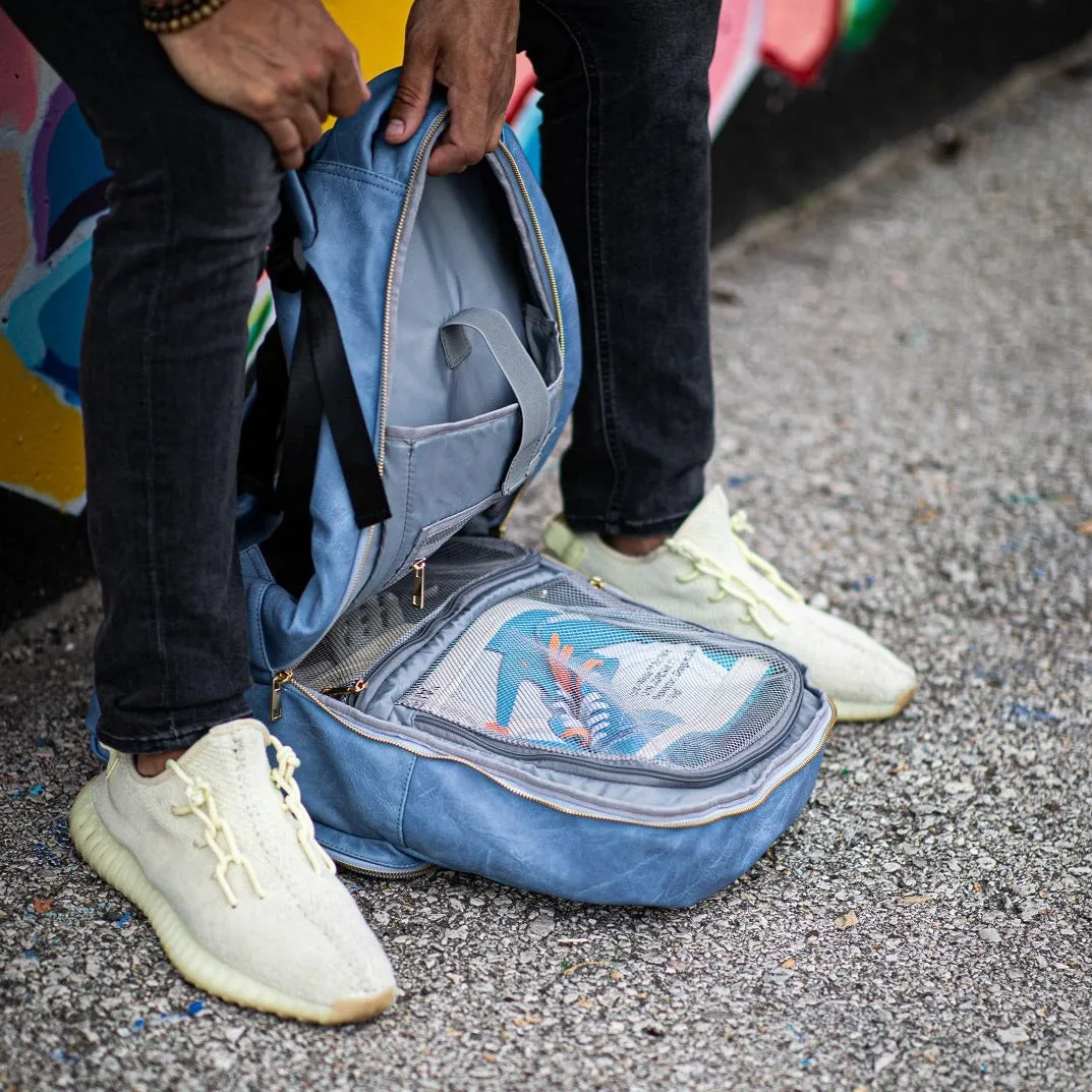 Baby Blue Backpack Tumbled Leather Commuter Bag - Image 8