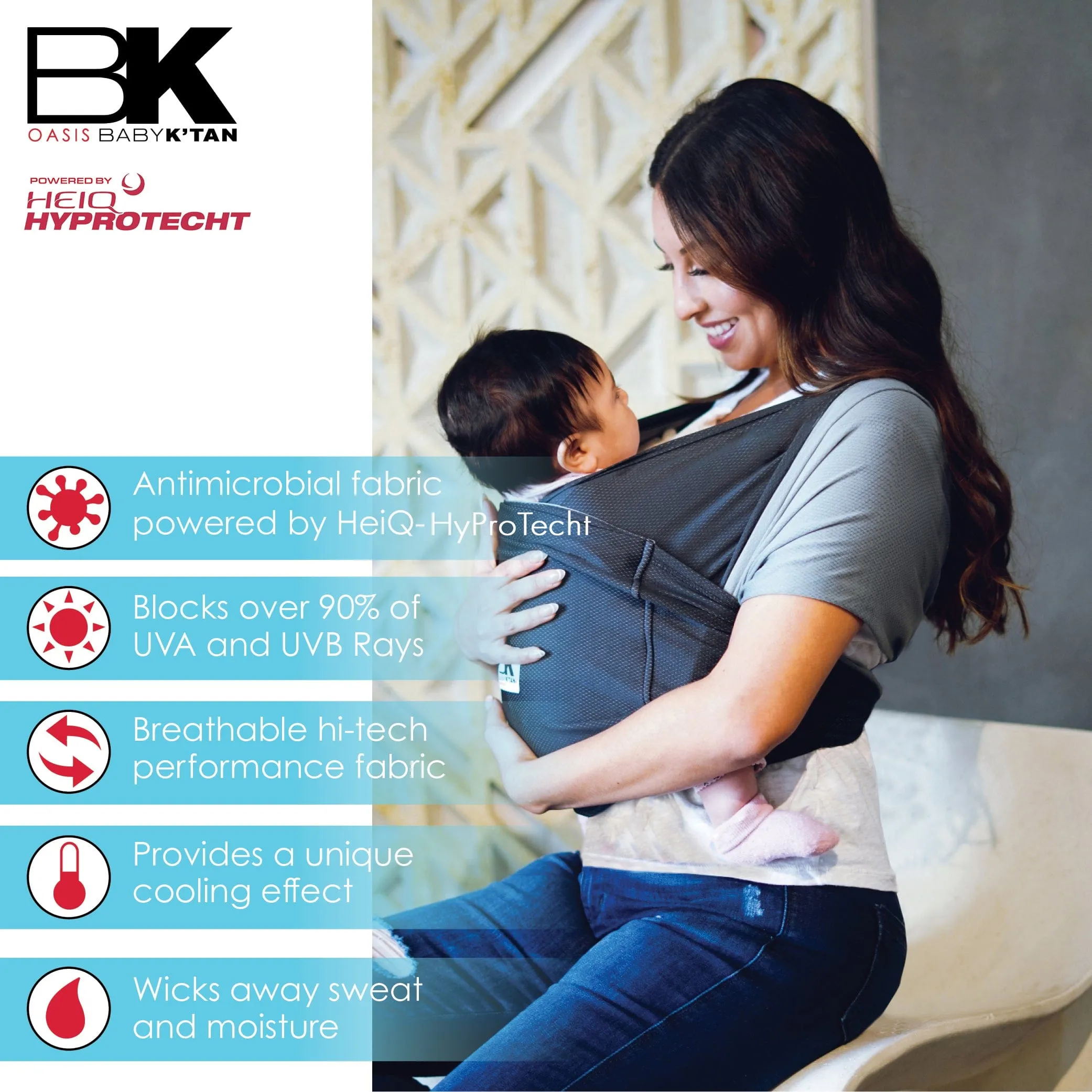 Baby K'tan Active Oasis Baby Carrier | Black-Grey - Image 3