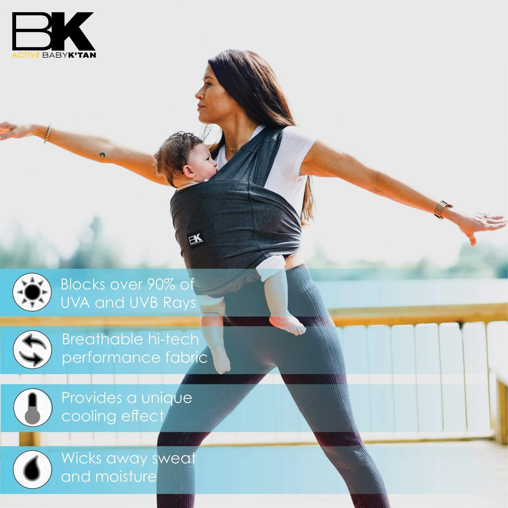 Baby K'tan Active Yoga Baby Carrier | Heather Black - Image 12