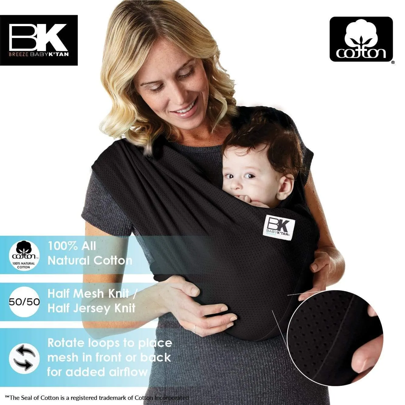 Baby K'tan Breeze Baby Carrier | Black - Image 6