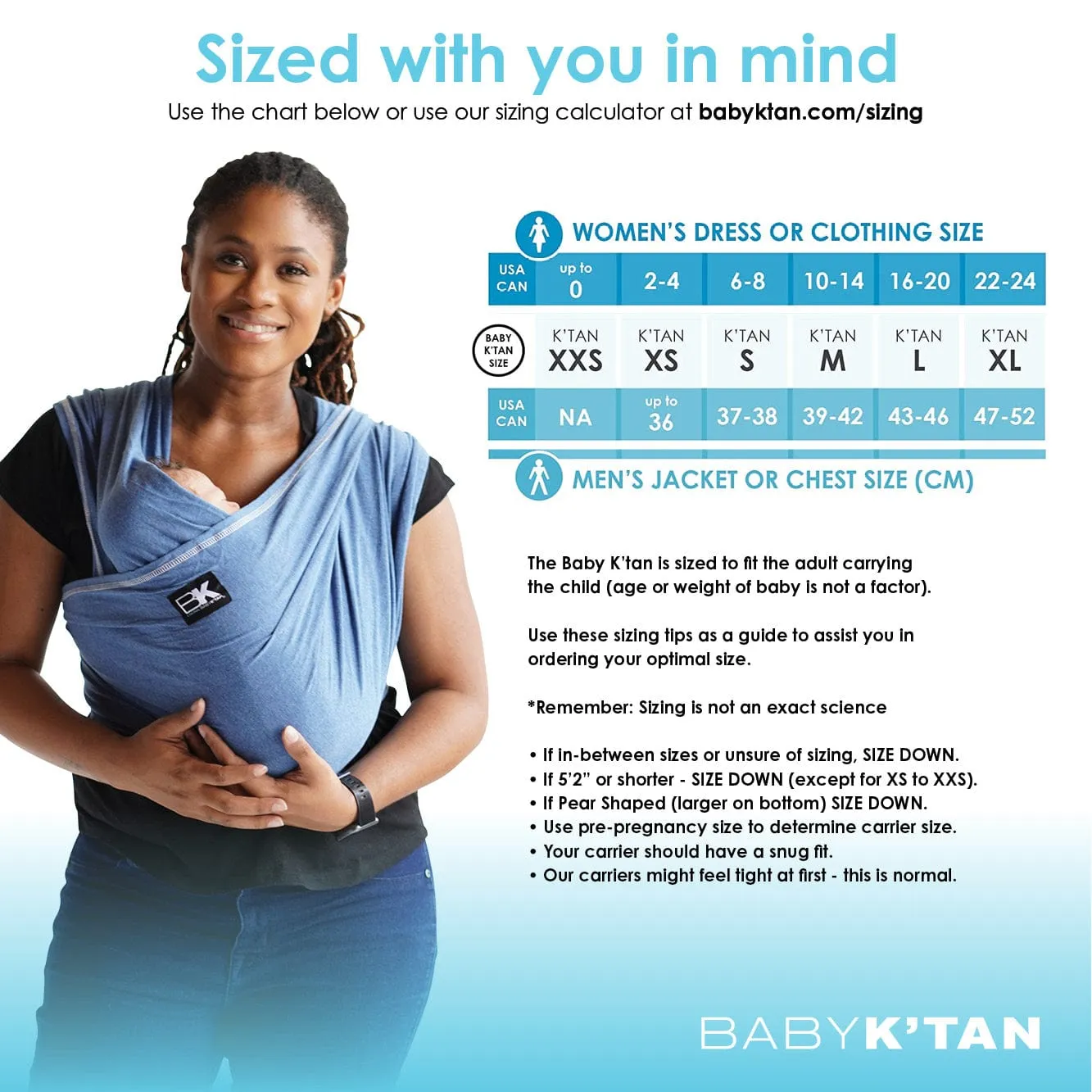 Baby K'tan Original Baby Carrier | Denim - Image 2