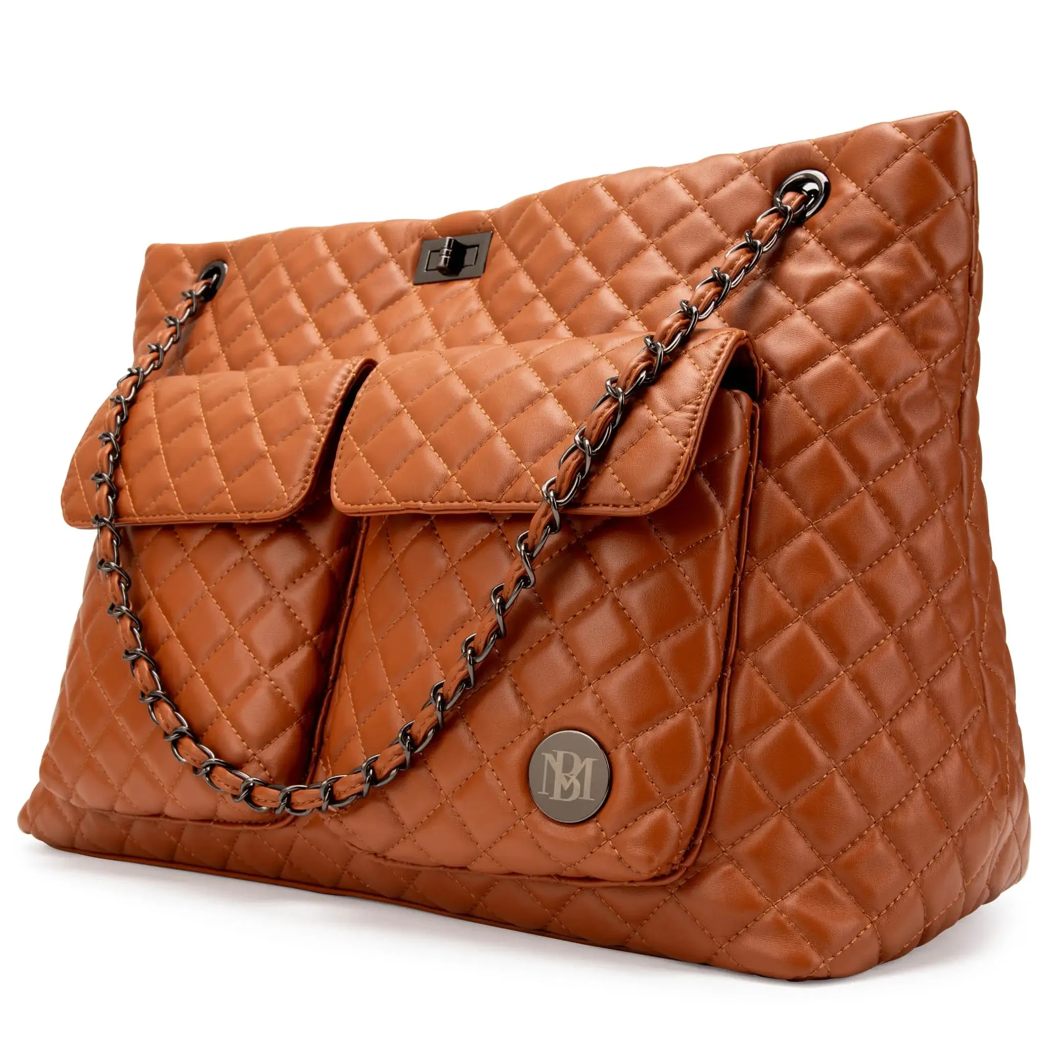Diana Quilted Vegan Leather Weekender Duffel Bag - Image 21