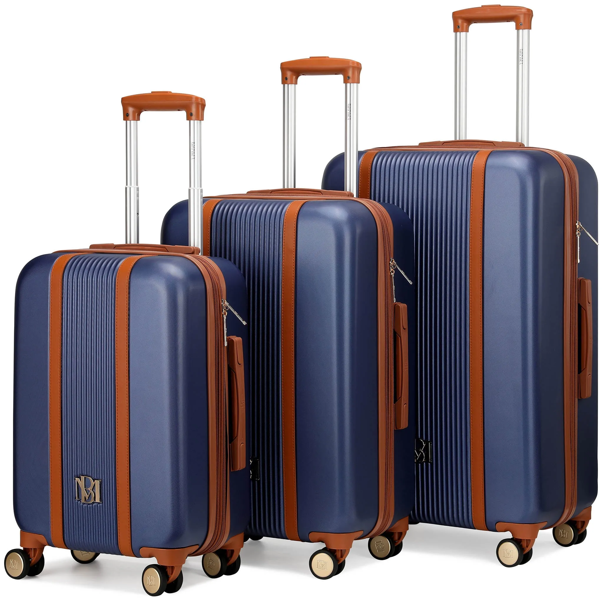 Mia 3 Piece Expandable Retro Luggage Set - Image 14