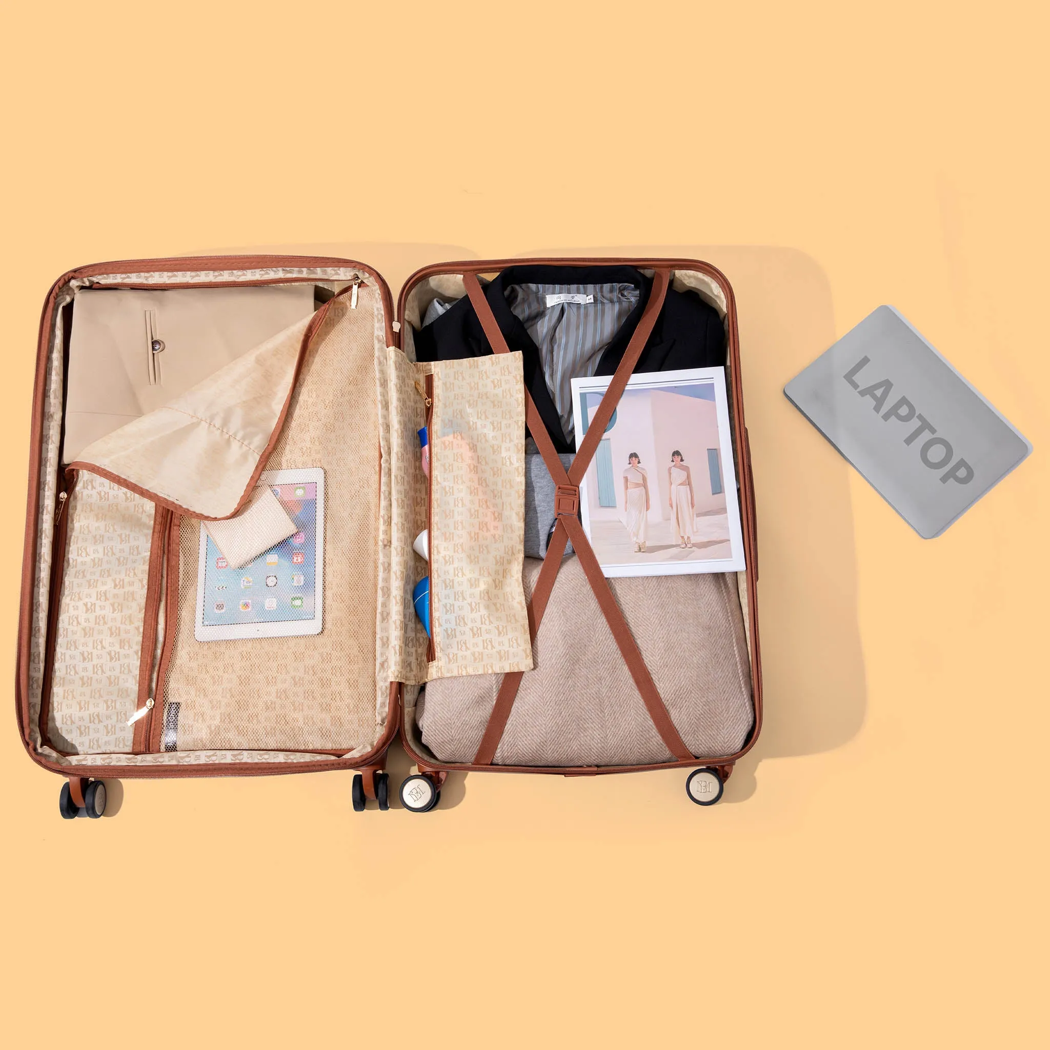 Mia 3 Piece Expandable Retro Luggage Set - Image 9