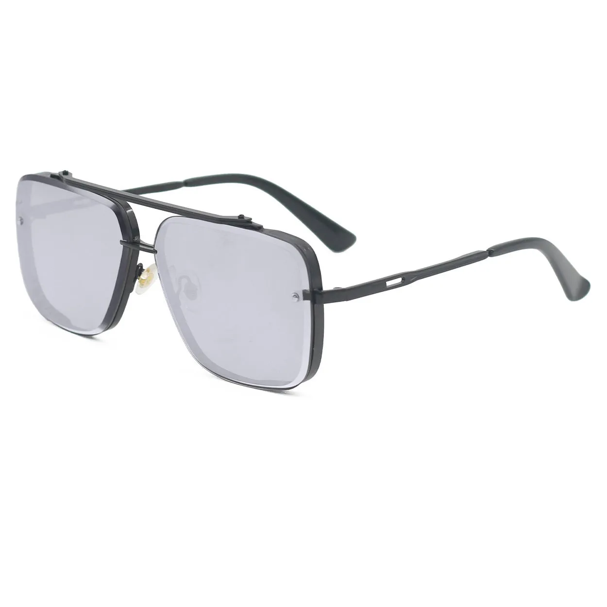 Bella - Chrome Black Oversized Squared Aviators - Image 4