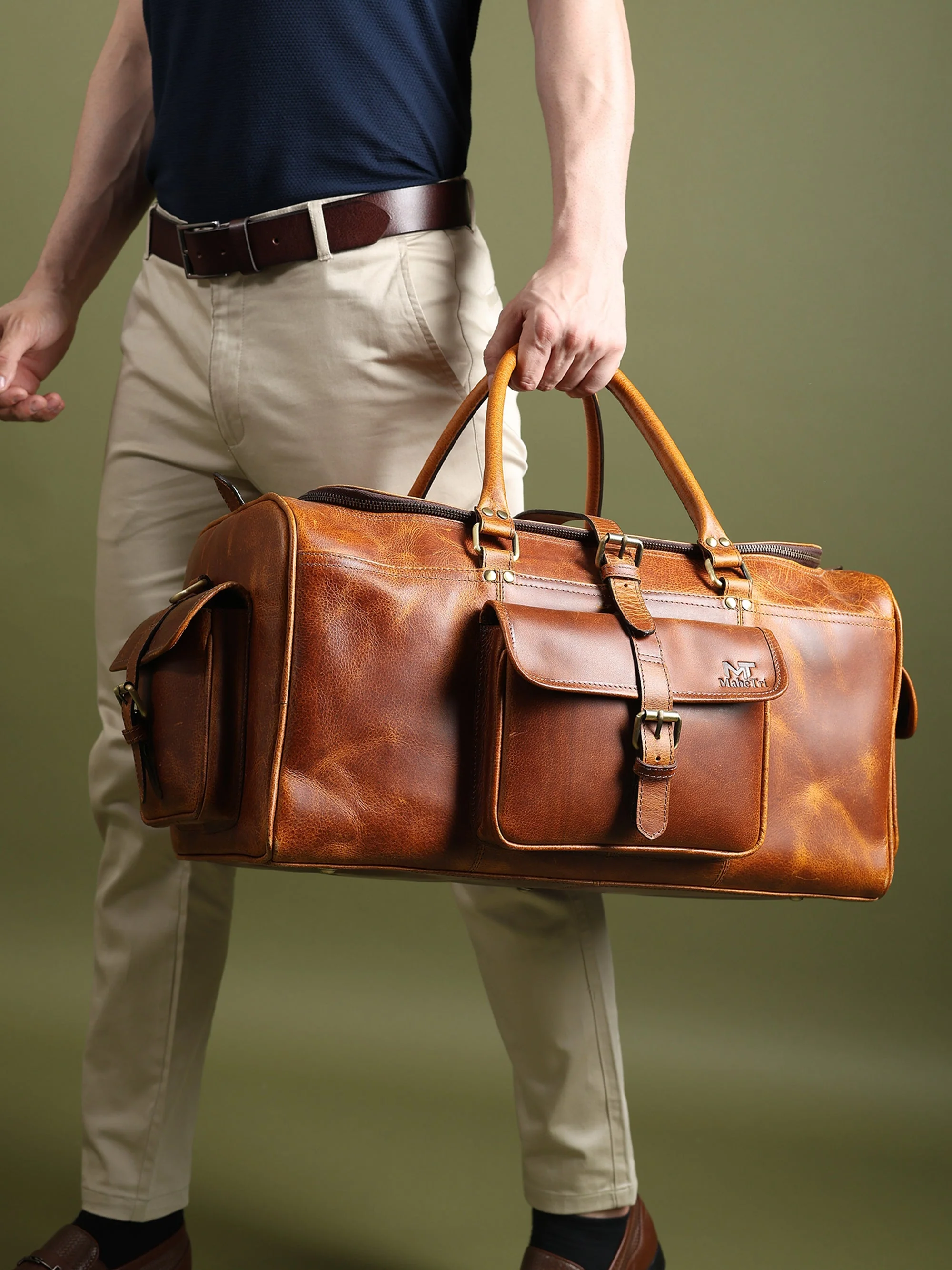 Berlin Leather Weekender Duffle Bag - Image 2