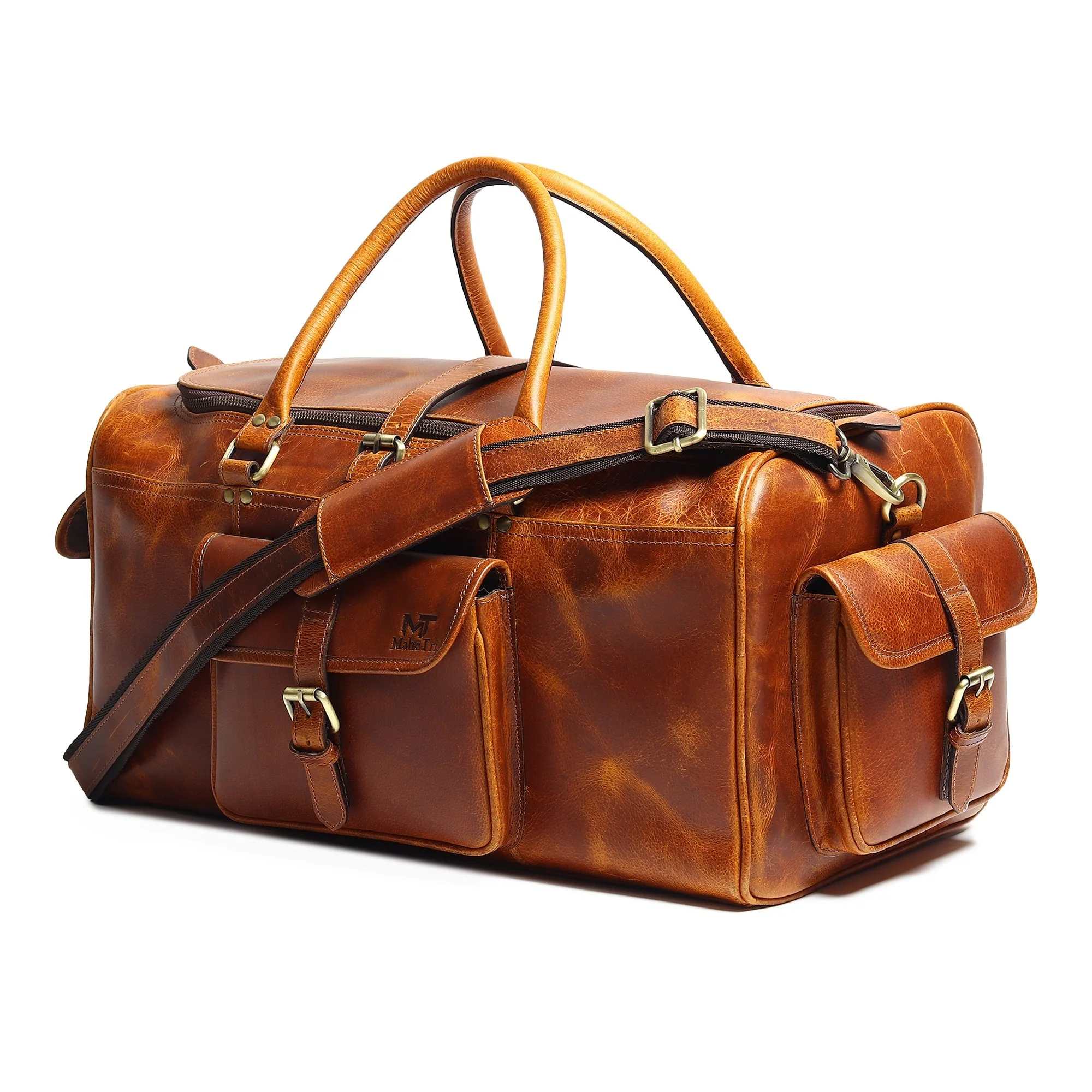Berlin Leather Weekender Duffle Bag - Image 6
