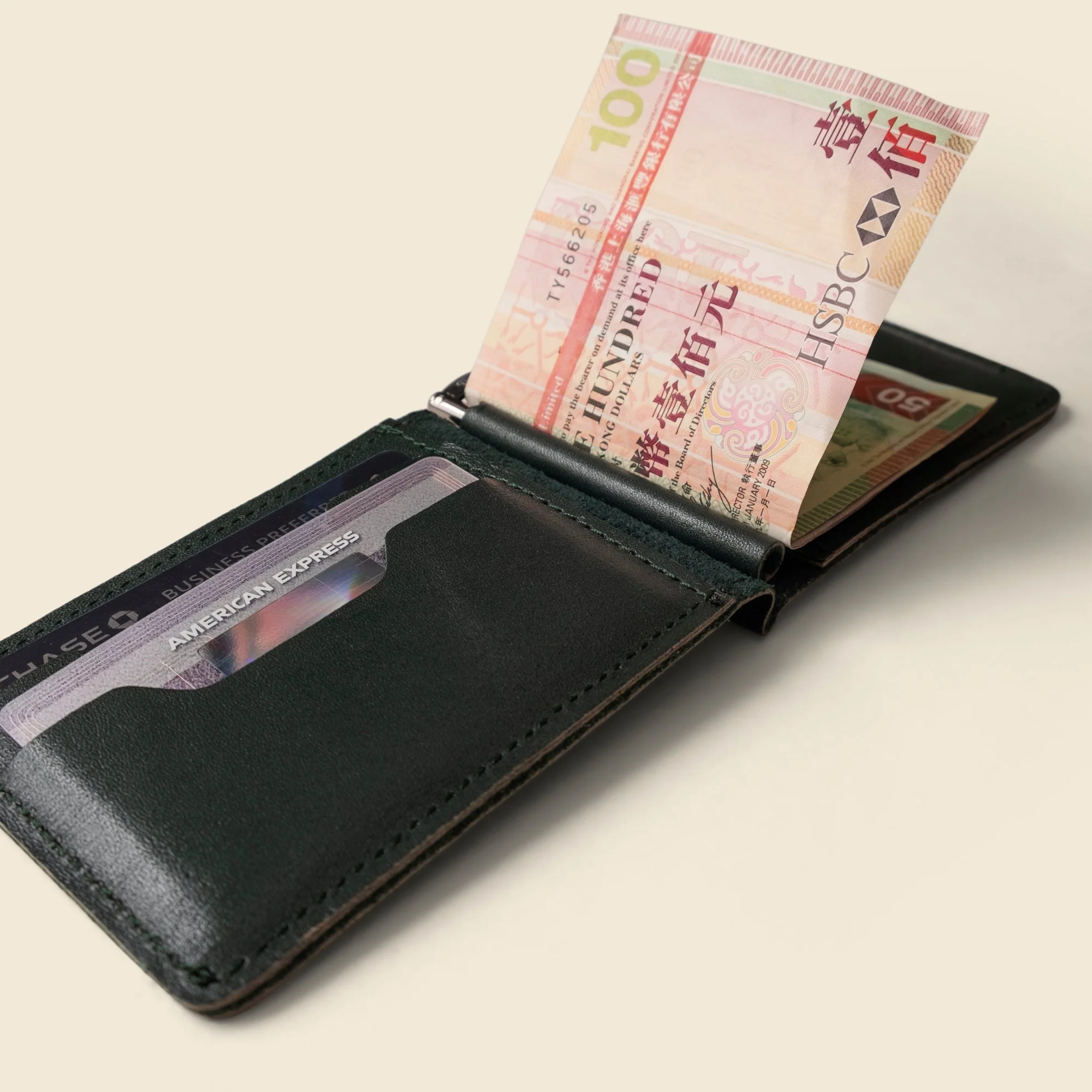 Bifold Money Clip Wallet - Forest Green - Image 2