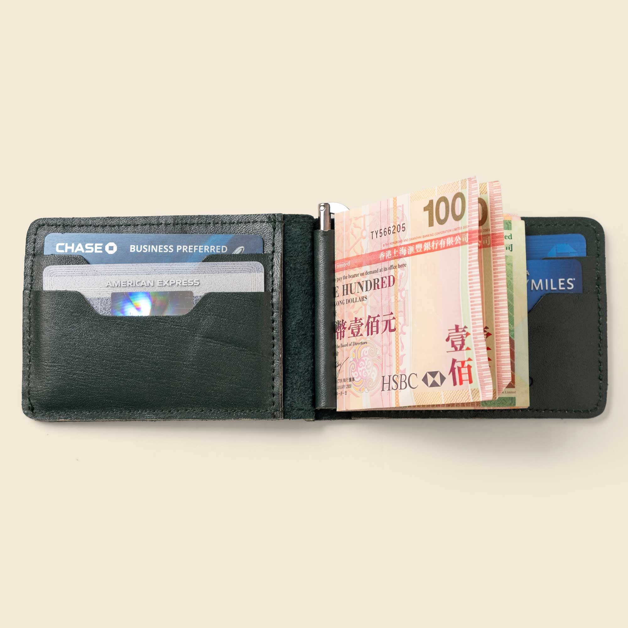 Bifold Money Clip Wallet - Forest Green - Image 3