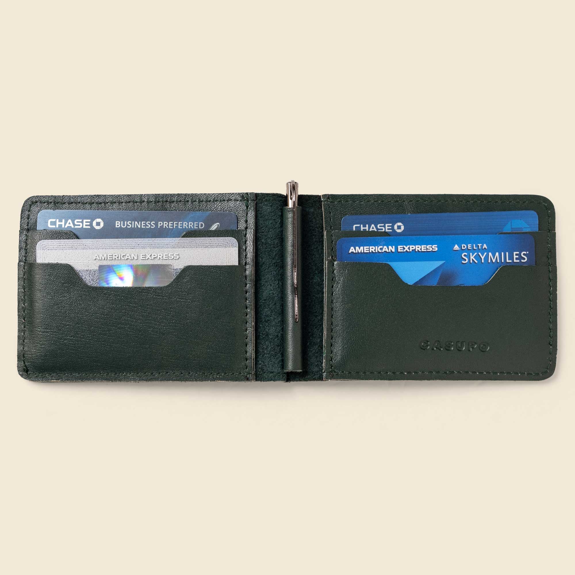 Bifold Money Clip Wallet - Forest Green - Image 5