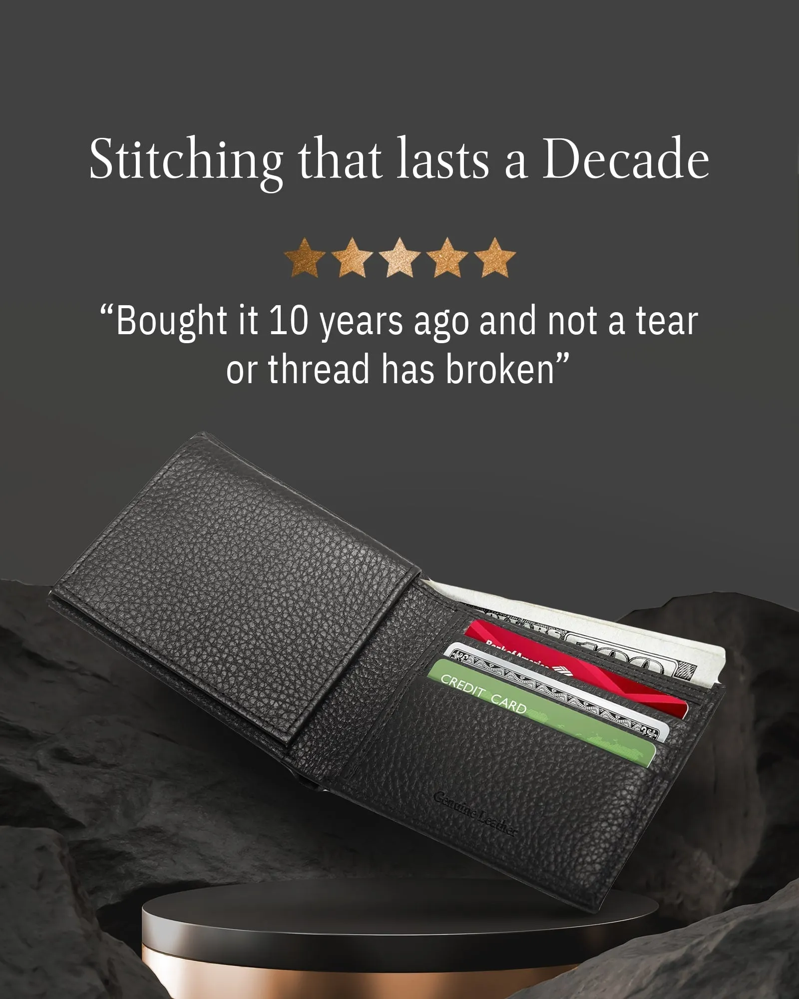 Leather Bifold Wallet with Flip-Up ID Window - Image 27