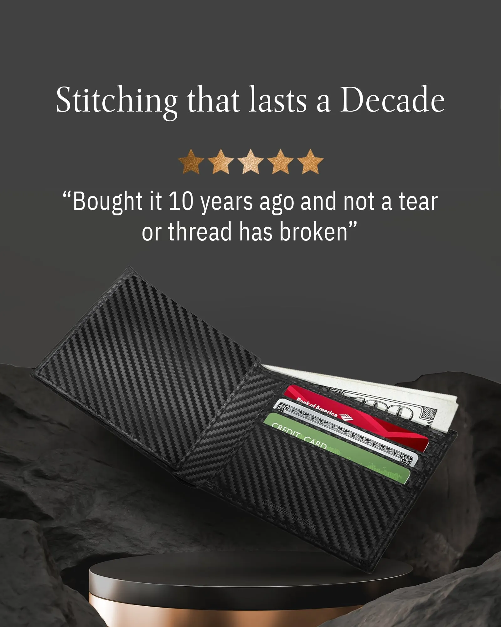 Leather Bifold Wallet with Flip-Up ID Window - Image 3