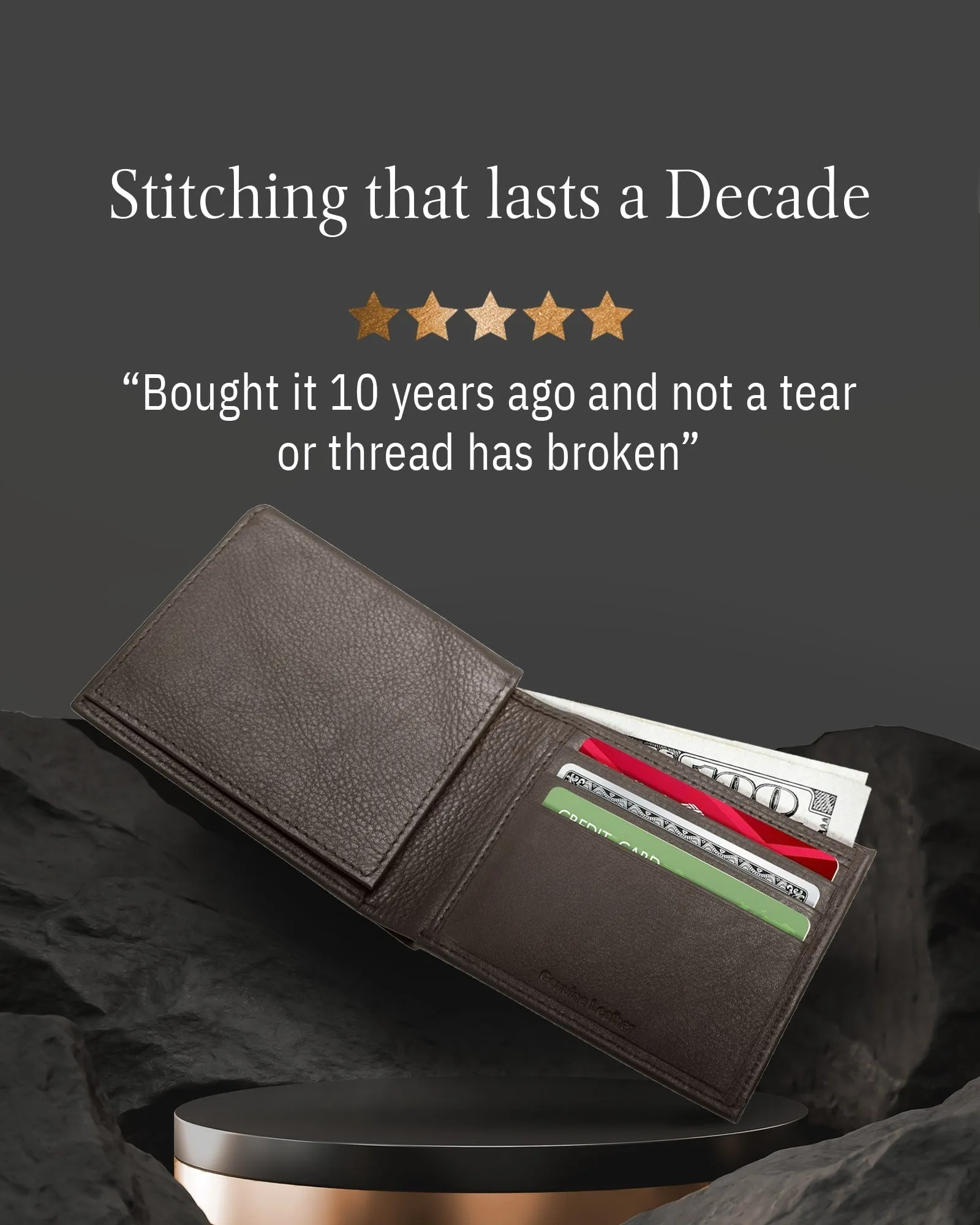 Leather Bifold Wallet with Flip-Up ID Window - Image 31