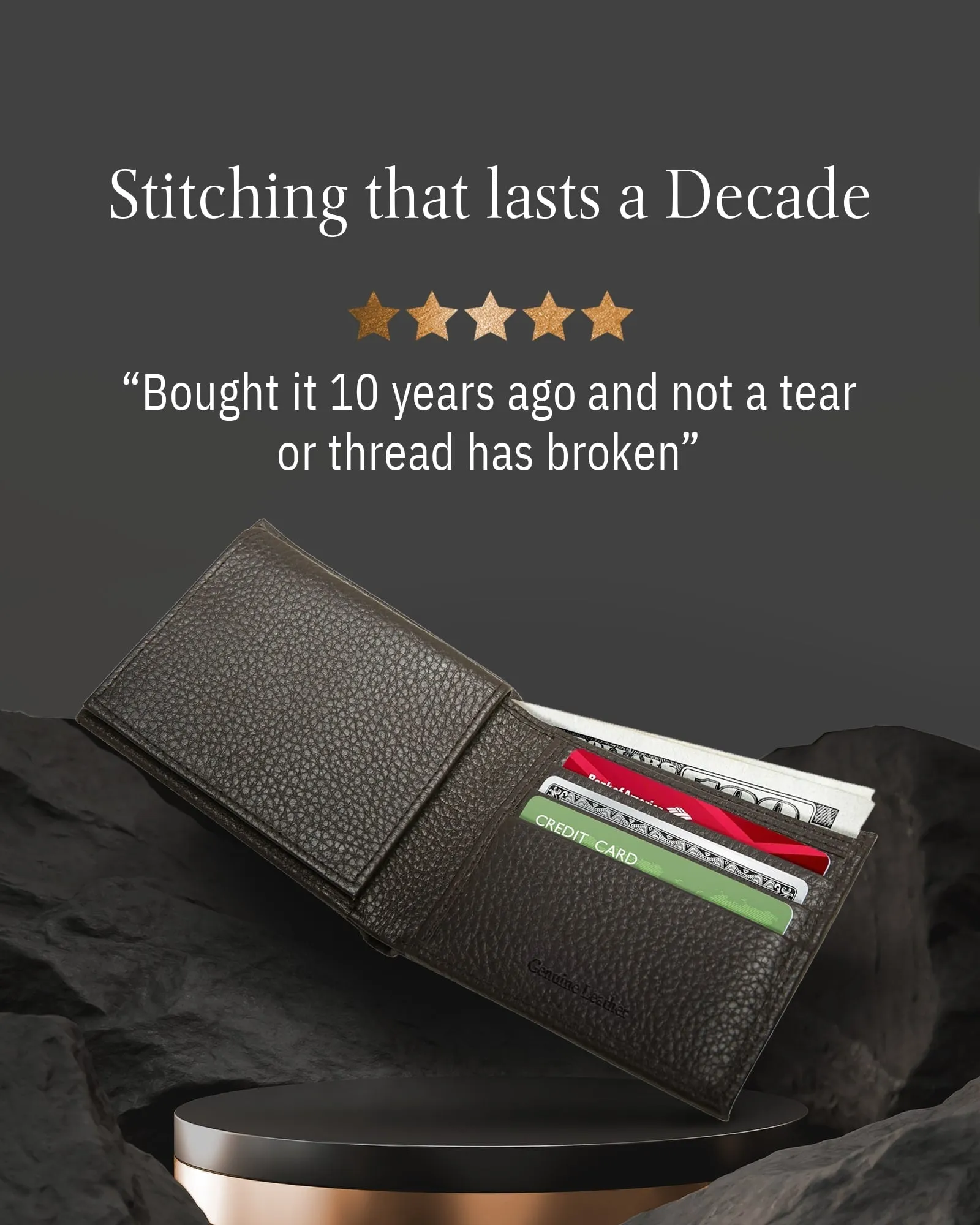 Leather Bifold Wallet with Flip-Up ID Window - Image 39