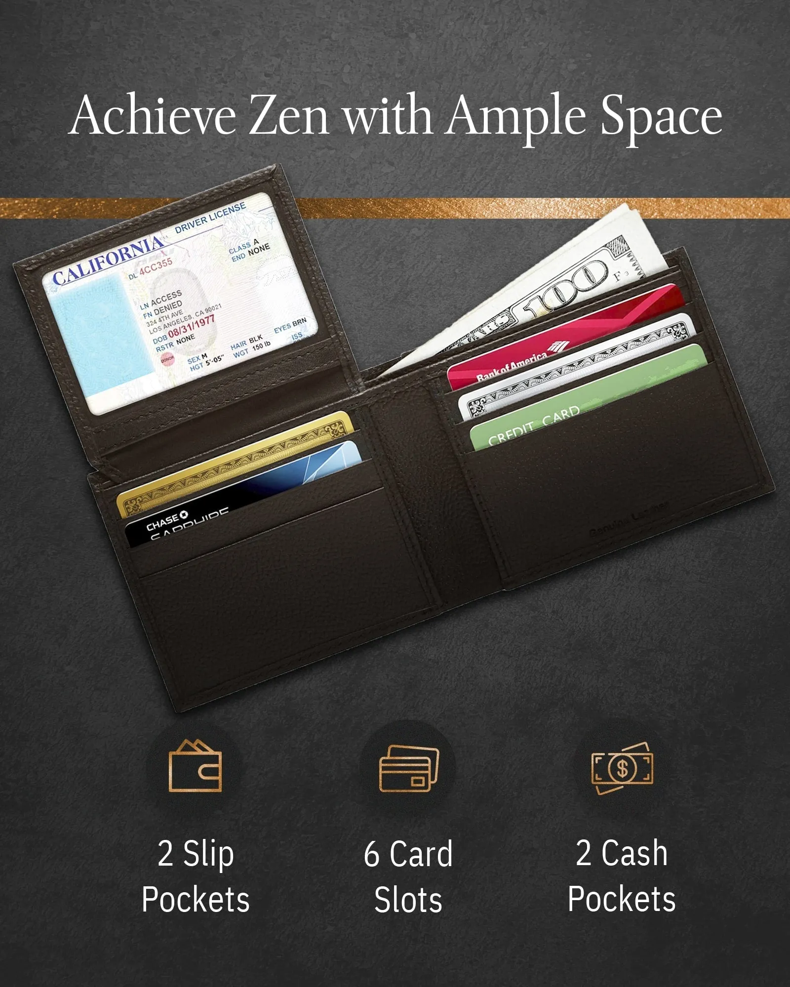 Leather Bifold Wallet with Flip-Up ID Window - Image 41