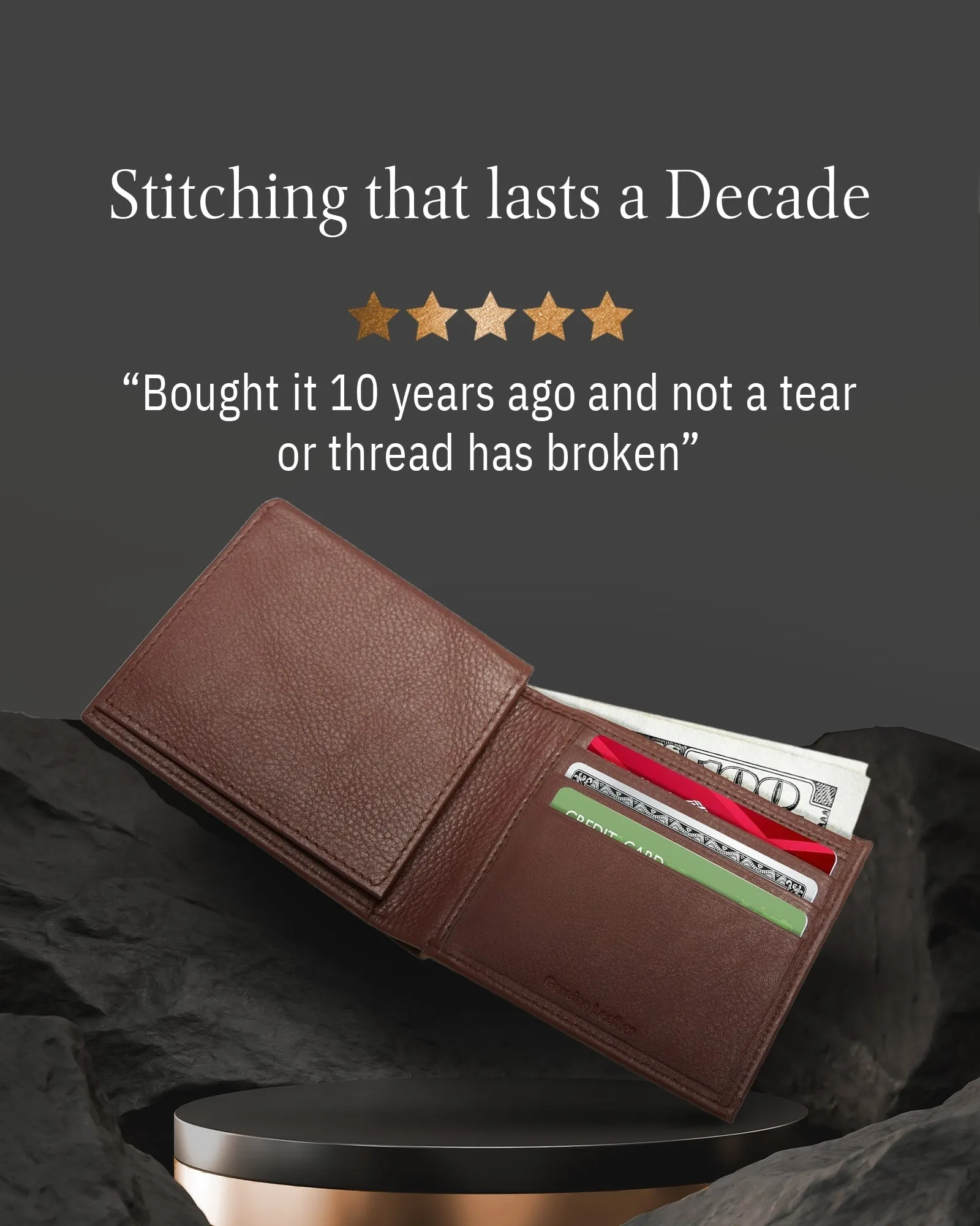 Leather Bifold Wallet with Flip-Up ID Window - Image 47