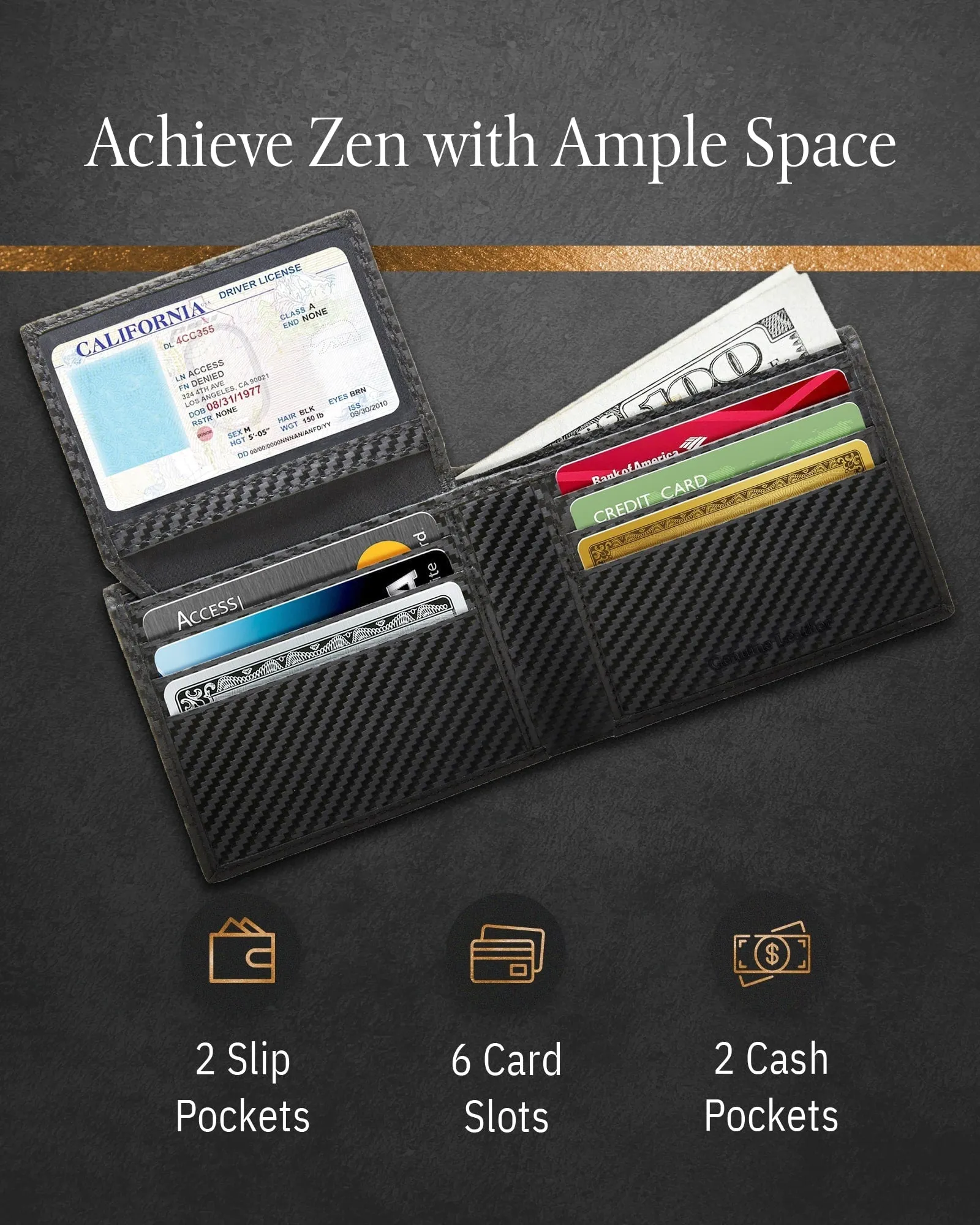 Leather Bifold Wallet with Flip-Up ID Window - Image 5