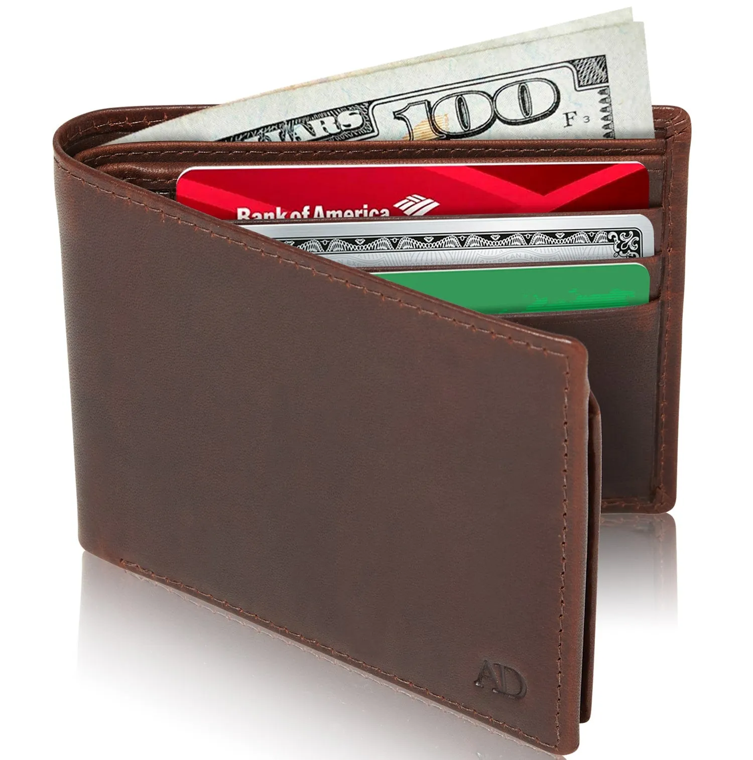 Leather Bifold Wallet with Flip-Up ID Window - Image 9