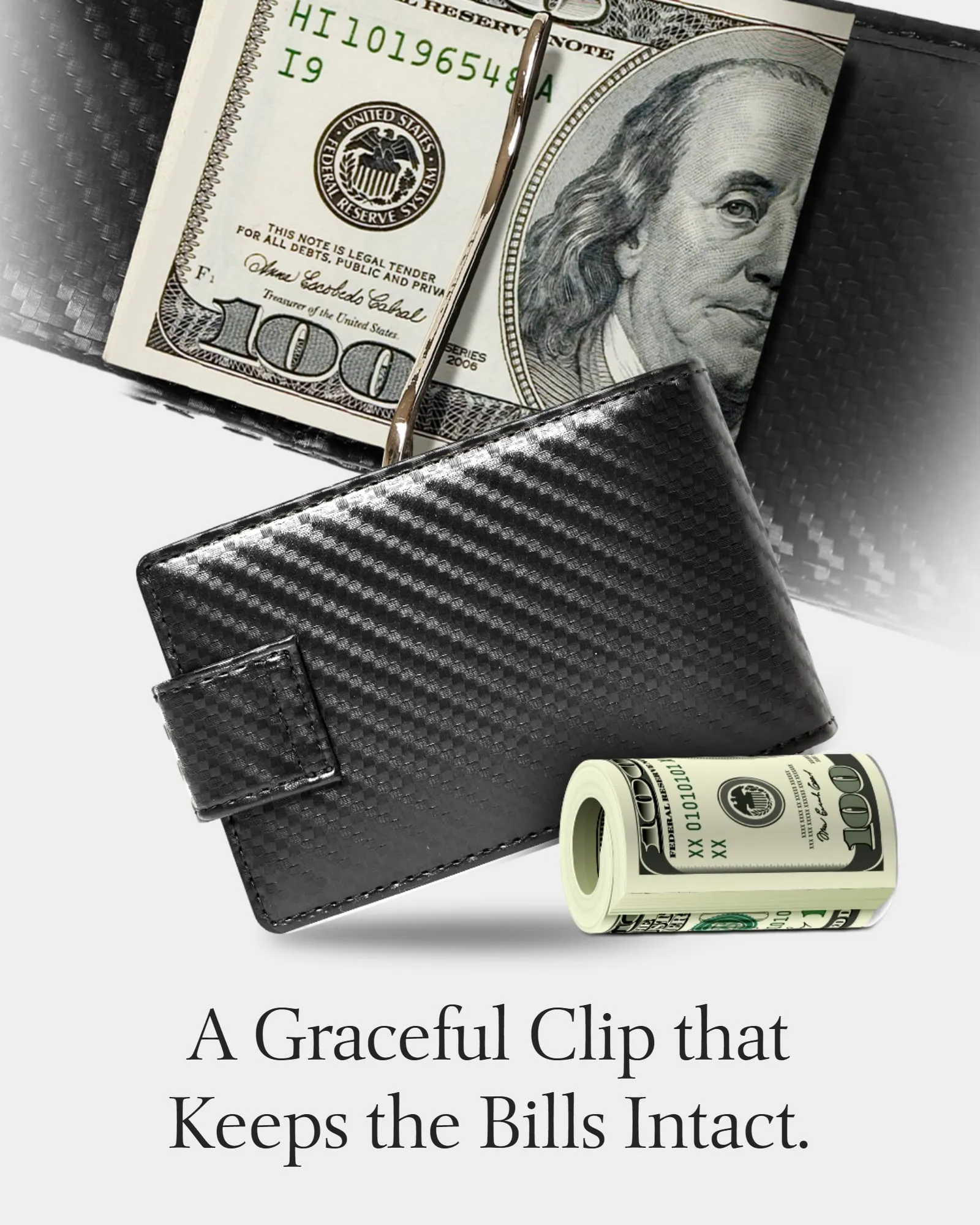 Vegan Leather Bifold Wallet with Removable Money Clip - Image 11