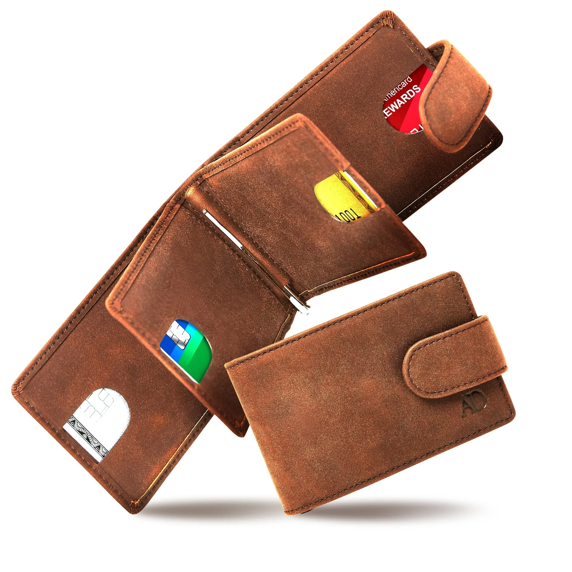 Vegan Leather Bifold Wallet with Removable Money Clip - Image 13